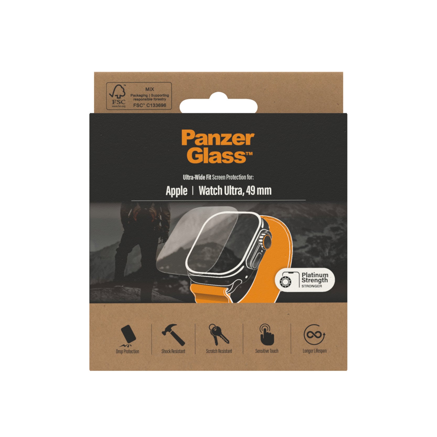 PanzerGlass Displayschutzglas »Screen Protector Ultra Wide Fit«, für Apple Watch Ultra 49 mm