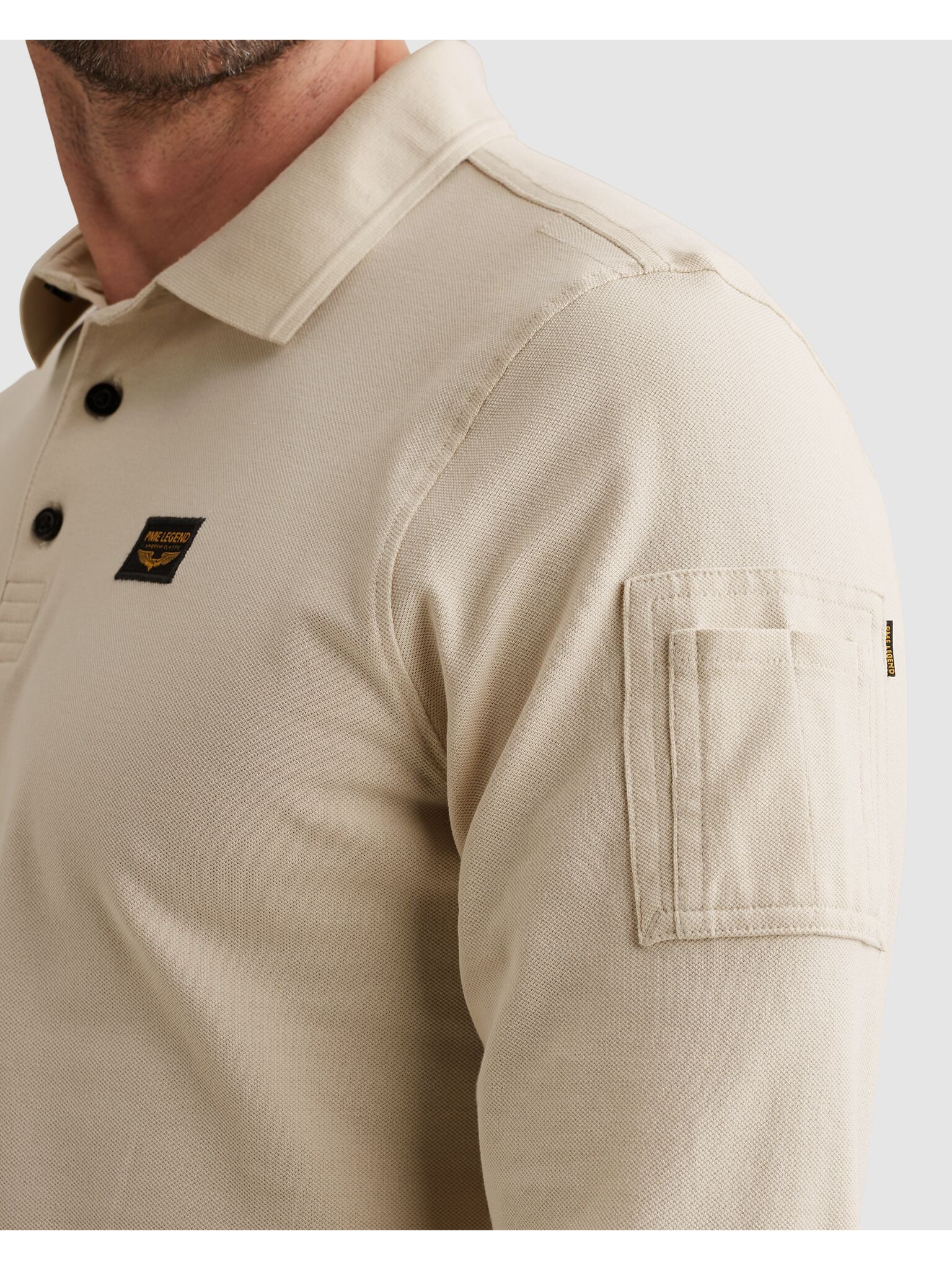 PME LEGEND Langarm-Poloshirt mit Logo Stickerei