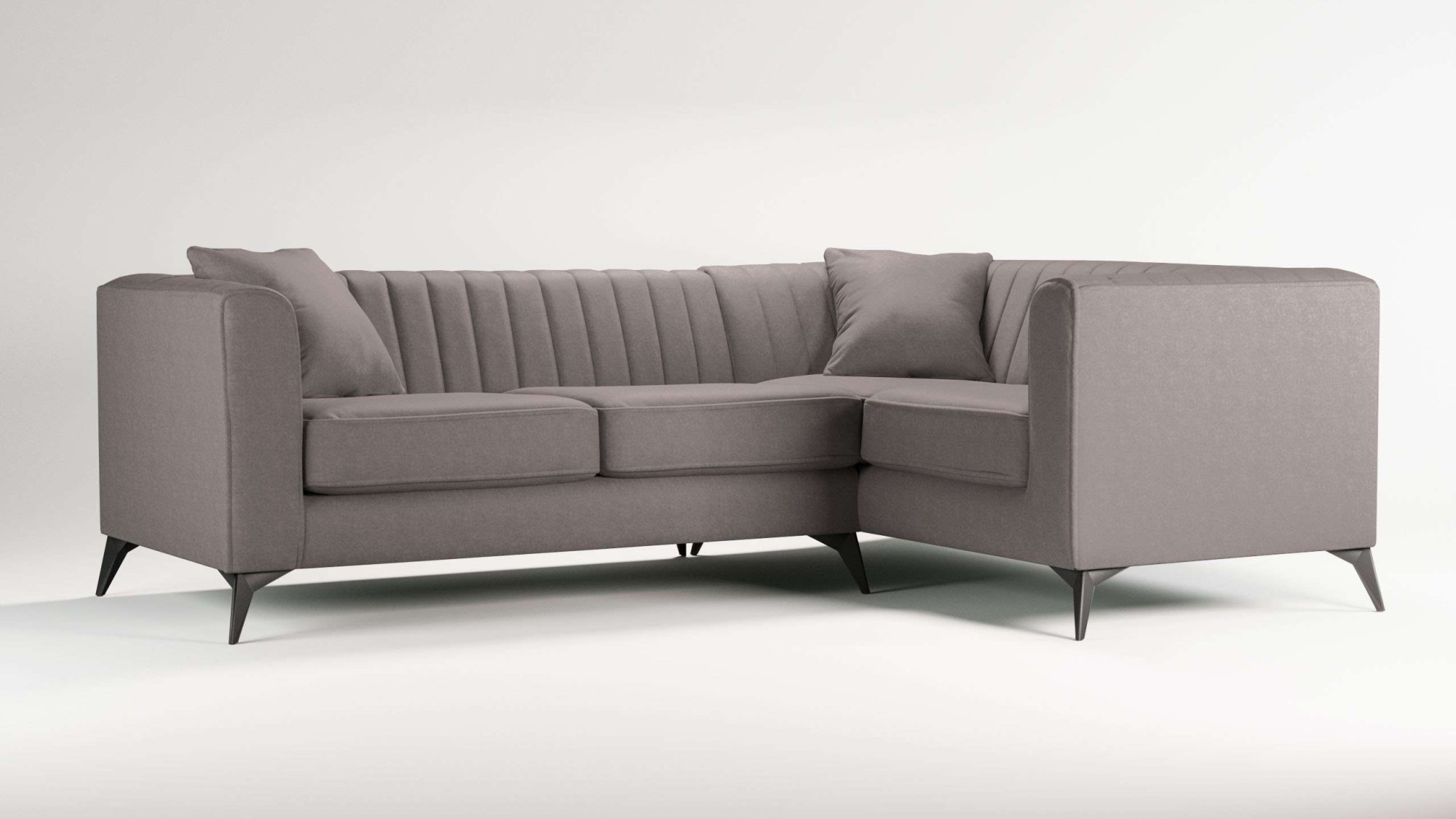 Places of Style Ecksofa »MATTHEW L-Form ideal für kleine Räume, Maße B/T/H: 240/167/74 cm«, elegantes Designsofa, Steppung im Rücken, incl. Zierkissen