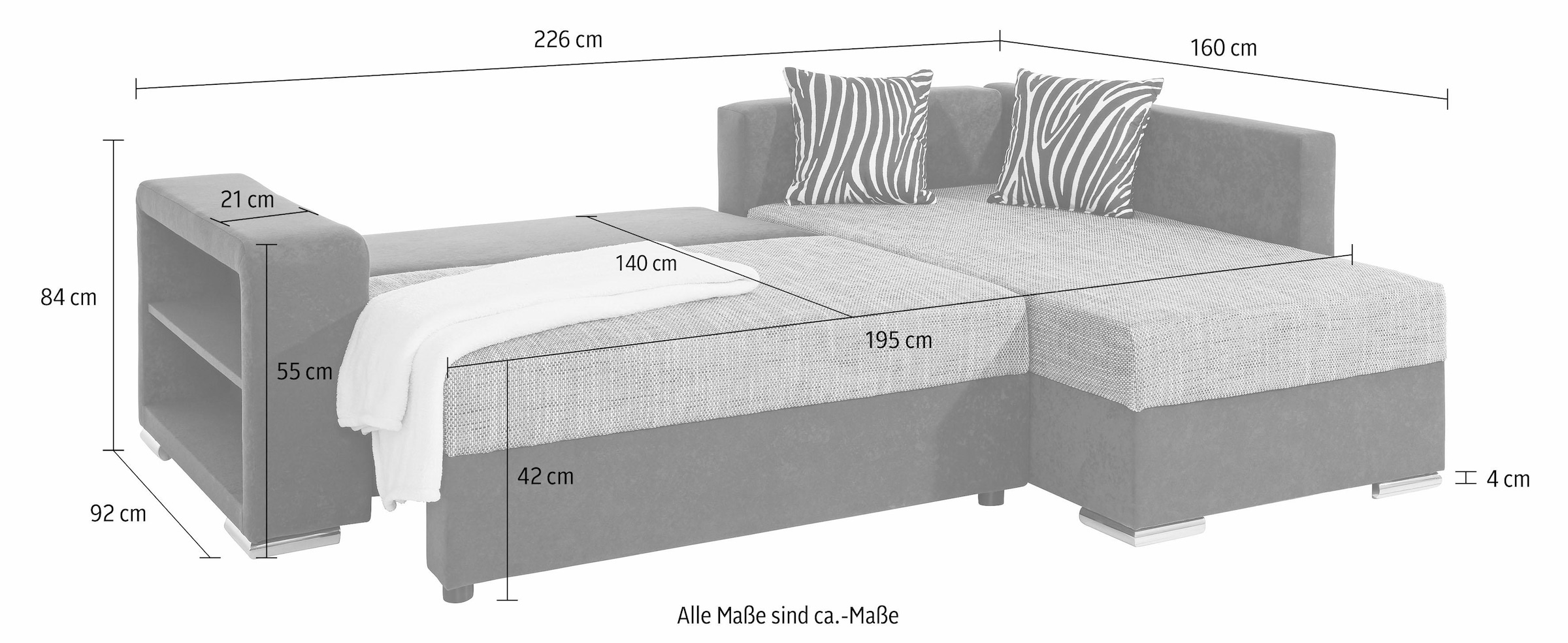 COLLECTION AB Ecksofa »John L-Form«, mit Bettfunktion, wahlweise mit Federkern