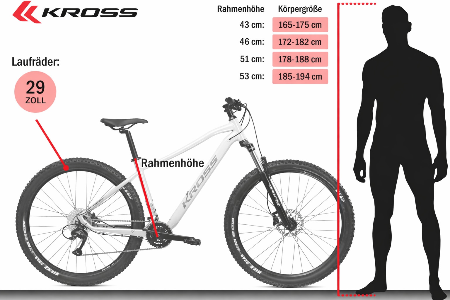 Kross Mountainbike »Hardtail Hexagon 5.0« 18 Gang Shimano CUES U3020 Schaltwerk Kettenschaltung