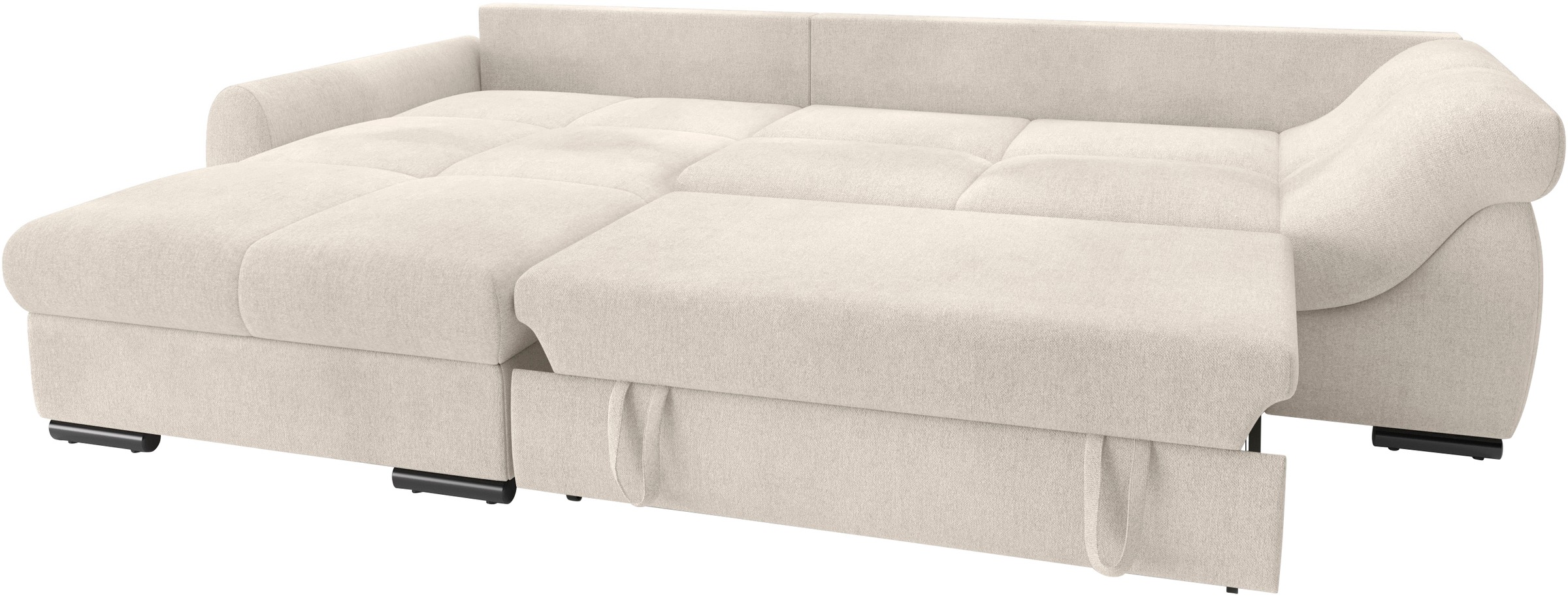 Mr. Couch Ecksofa »Livorno L-Form«, inkl. Hochschläfer-Bettauszug, XL-Bettkasten weiß beschichtet
