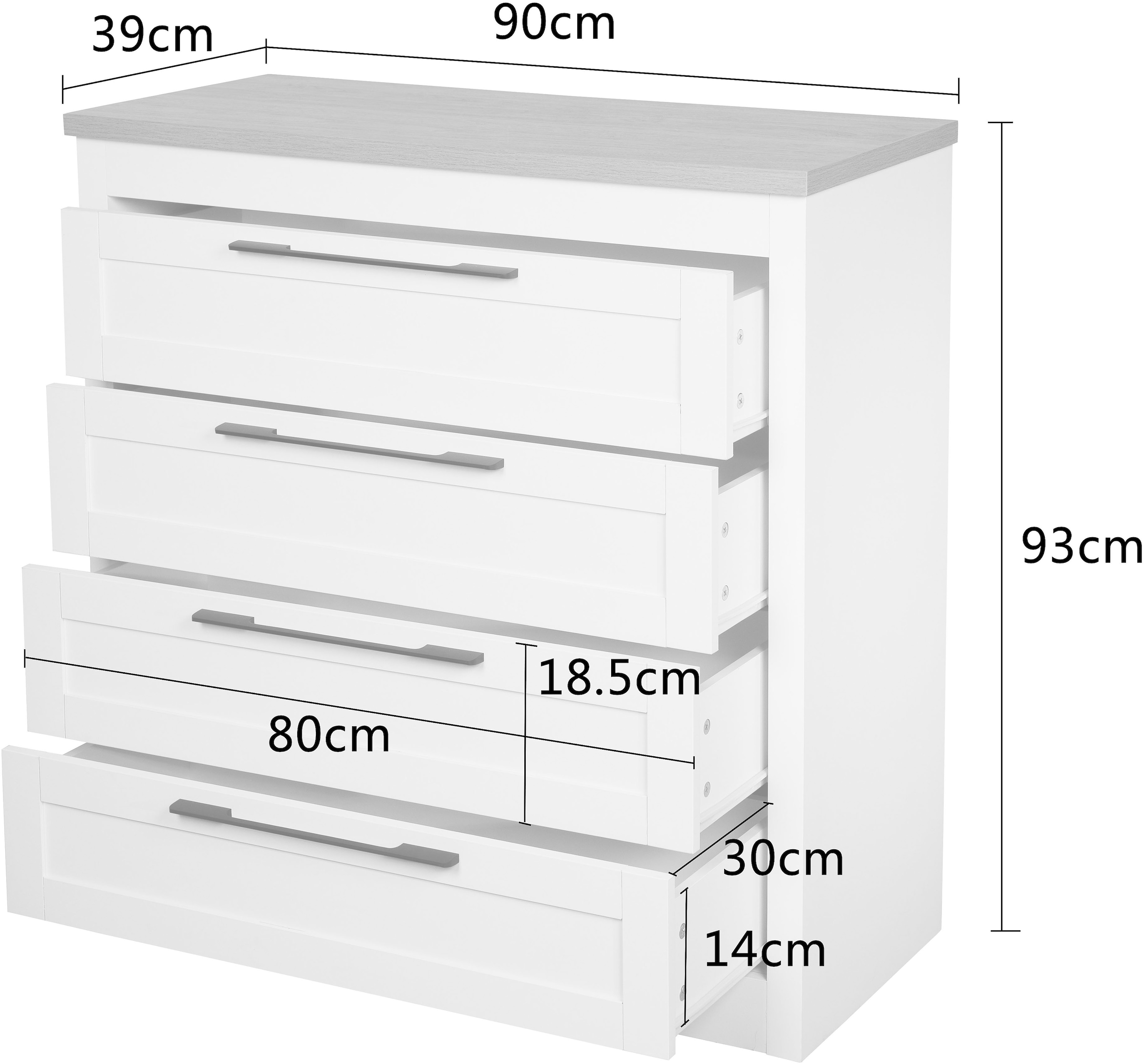 OTTO home Schubkastenkommode »Büsum Schlafzimmer Schrank Wäscheschrank« Sideboard mit 4 Schubladen im Landhaus Design Bestseller