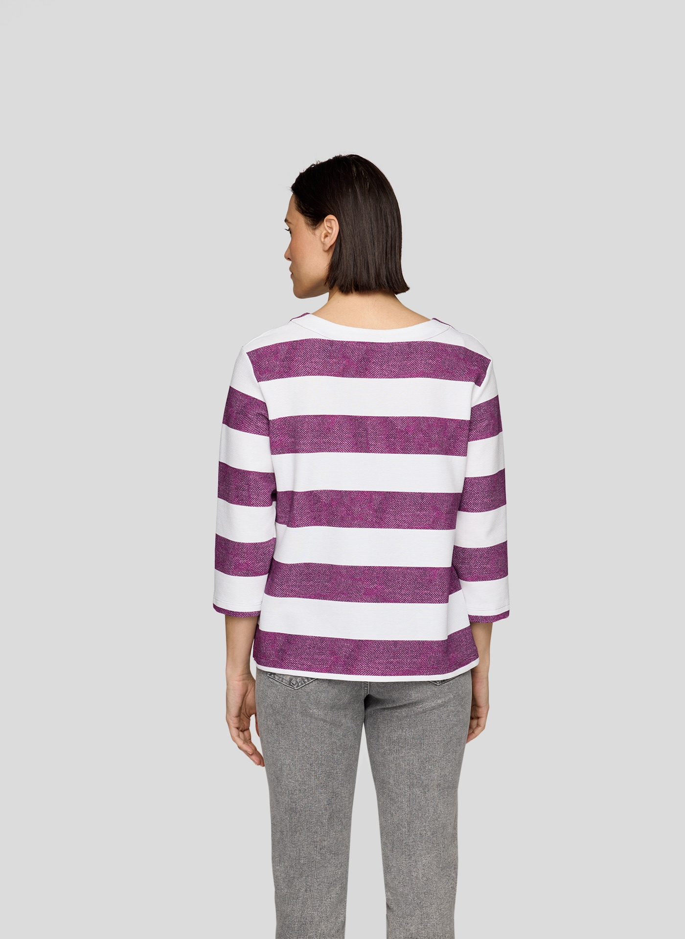 Rabe 3/4-Arm-Shirt im Streifen-Design und mit Print