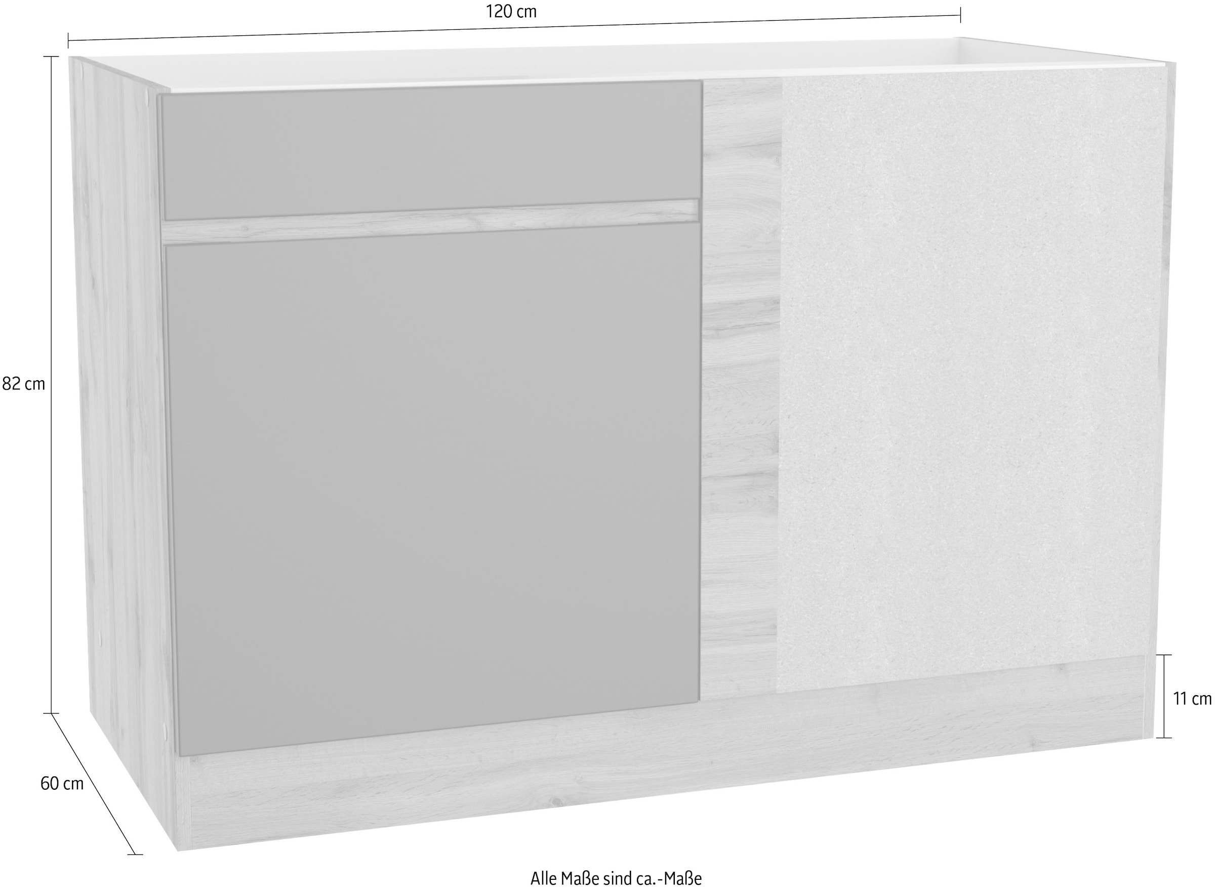 KOCHSTATION Eckunterschrank »KS-Riesa«, Breite 120 cm, MDF-Fronten