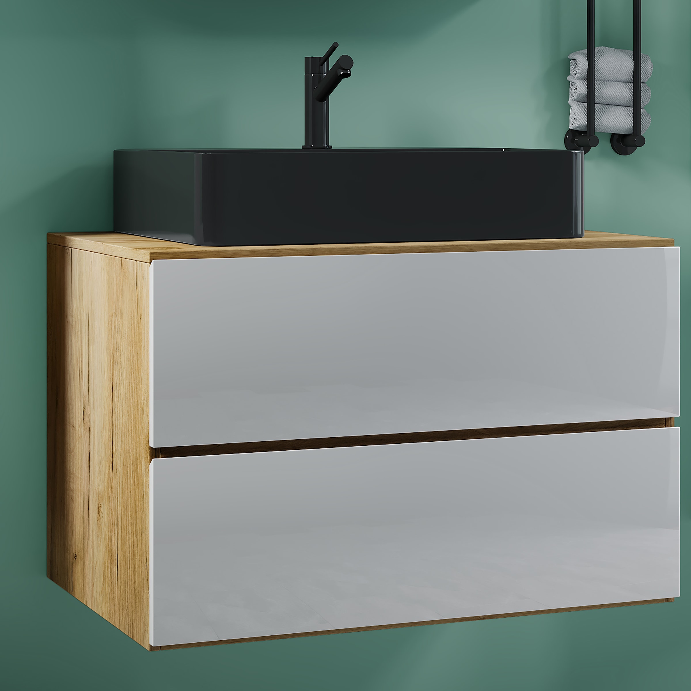 VCM Waschtisch »2-tlg. Waschplatz Waschtisch Lendas S Schublade BL« 2 Stk. tlg.