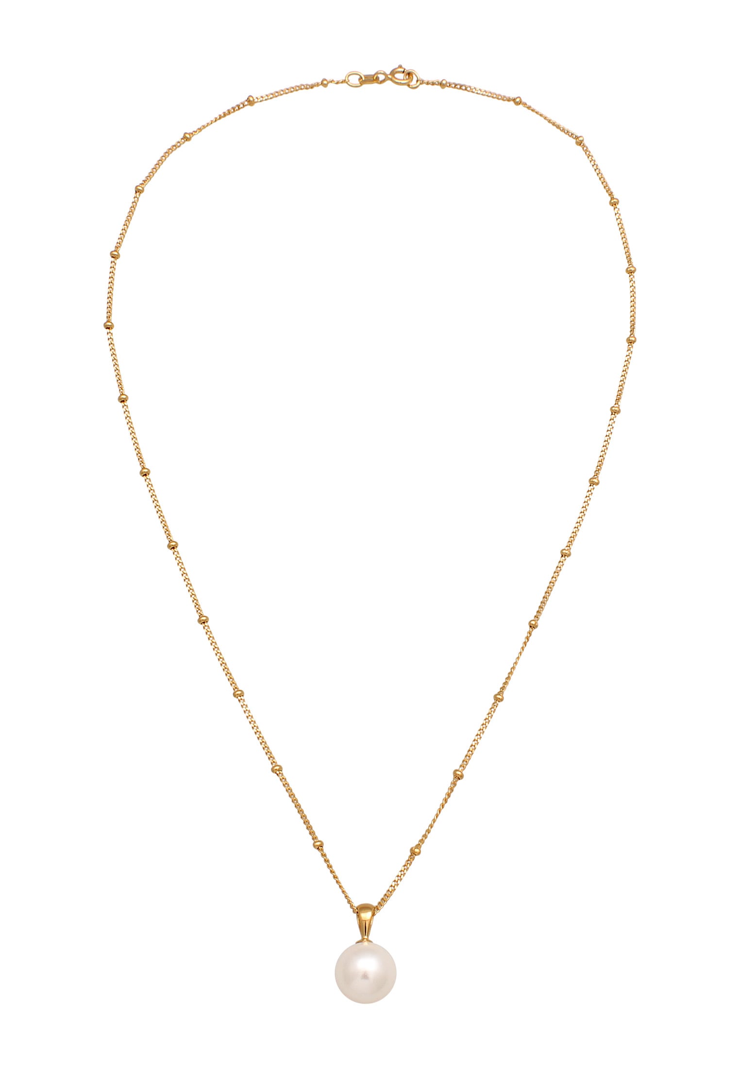 Elli Silberkette »Halskette Kugelkette Muschelkernperle 925 Silber vergoldet«