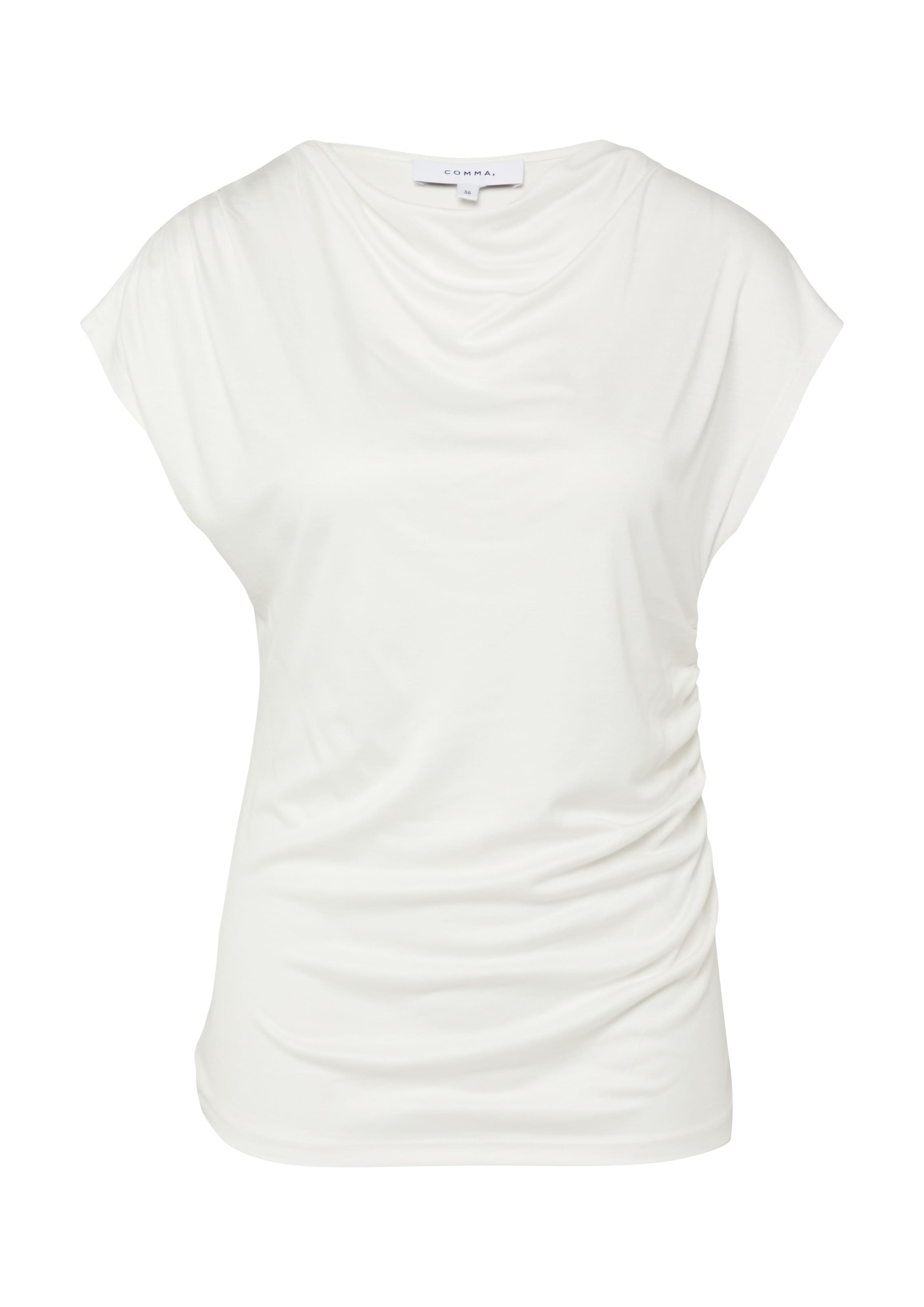 Comma Rundhalsshirt Sommershirt - gerafft und aus reiner Viskose