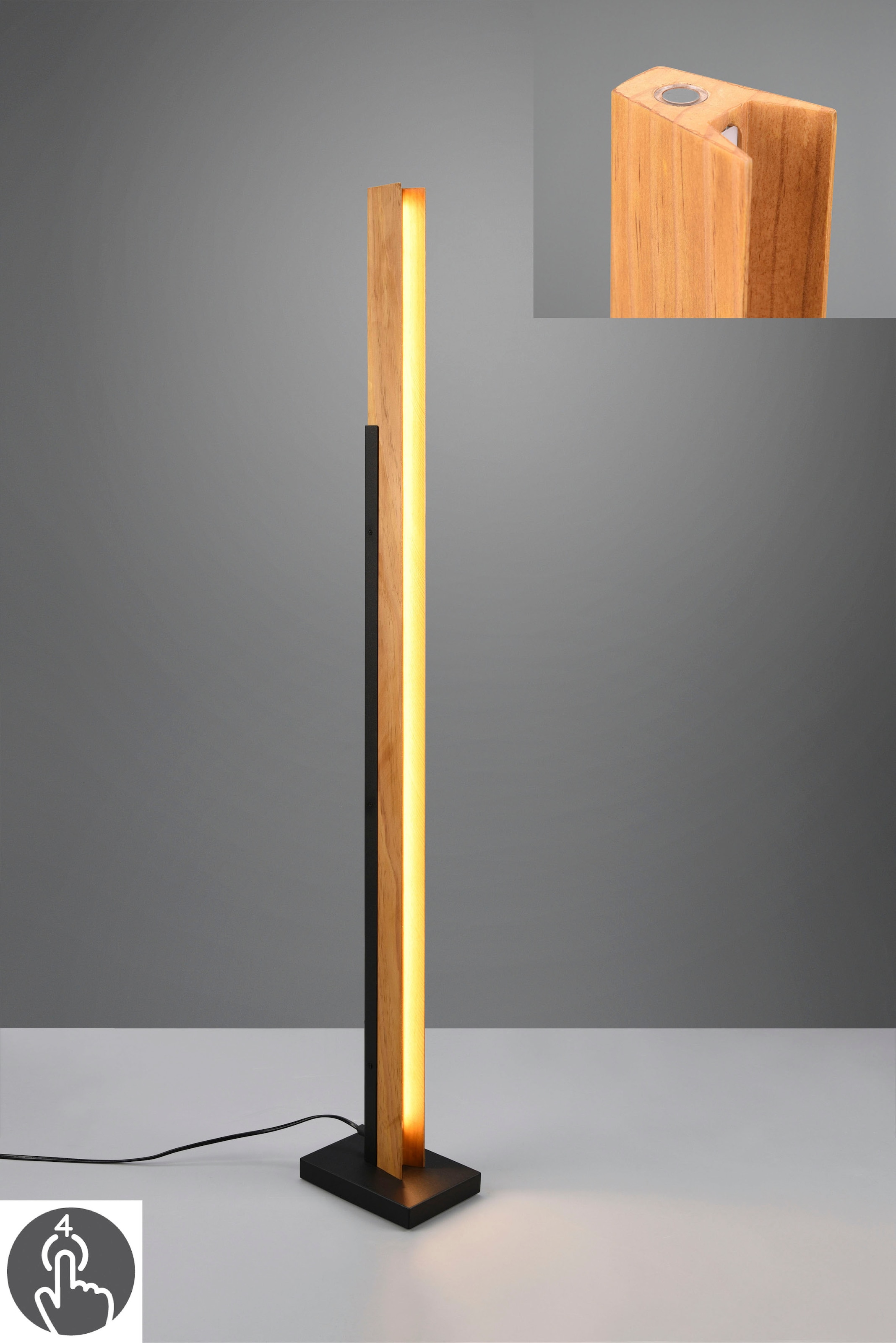 TRIO Leuchten LED Stehlampe »Kerala«, 1 flammig, Leuchtmittel LED-Board | LED fest integriert, Stehleuchte Wohnzimmer Höhe 120cm, Touchdimmer, LED warmweiß, 1950 Lm