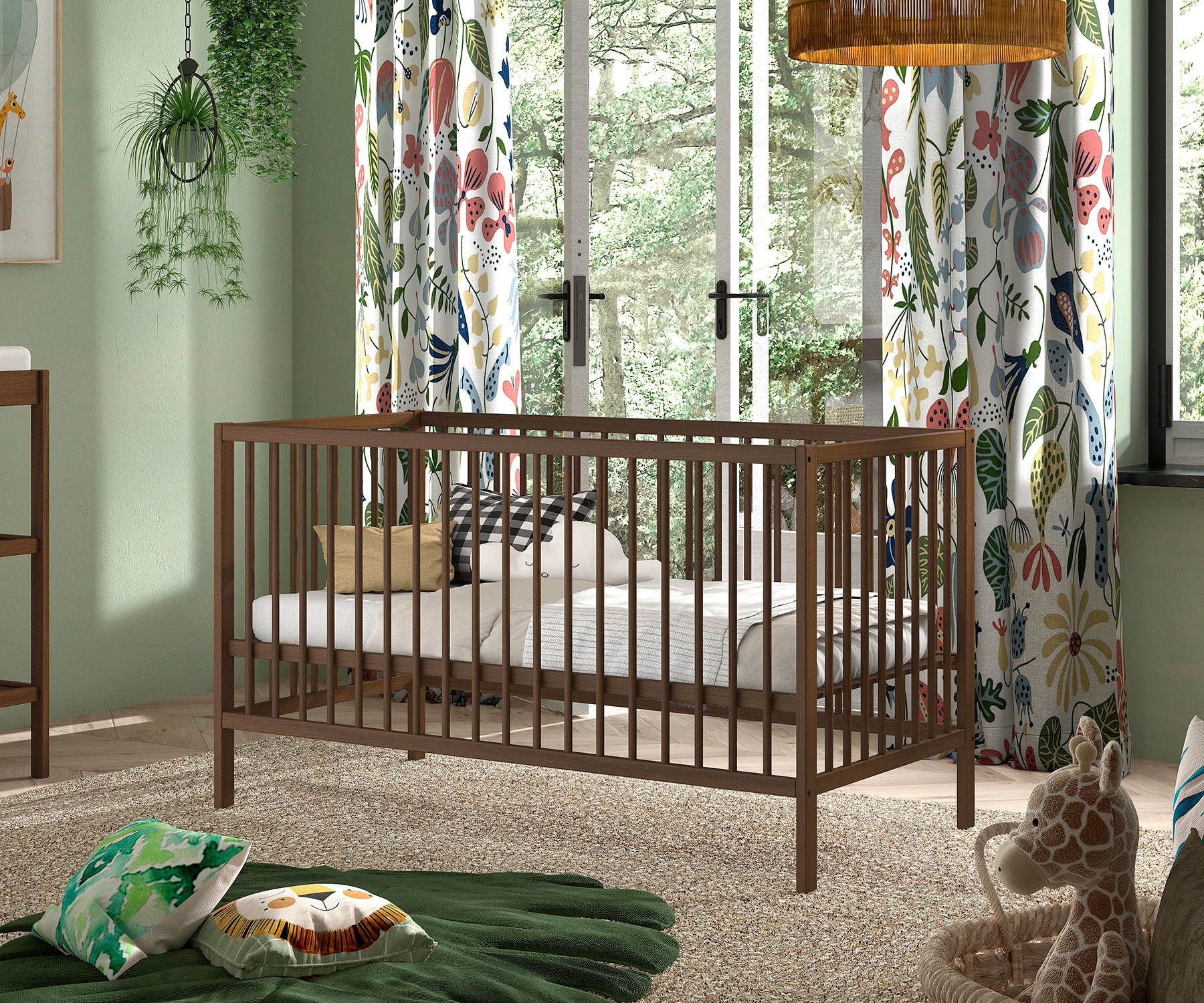 Vipack Babybett »DINO, ideal für Ihr Kinderzimmer, Made in Europe, Buche massiv« 70/140cm, 3-fach höhenverstellbar, umbaubar, Buche Nussbaumfarbig