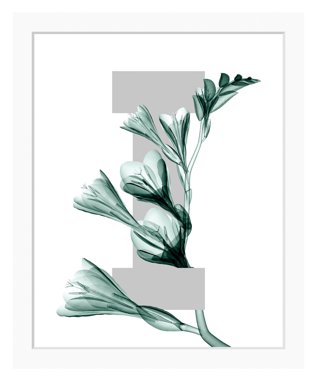 Bild »I-Flower«, Buchstaben, Blume, gerahmt, Blätter