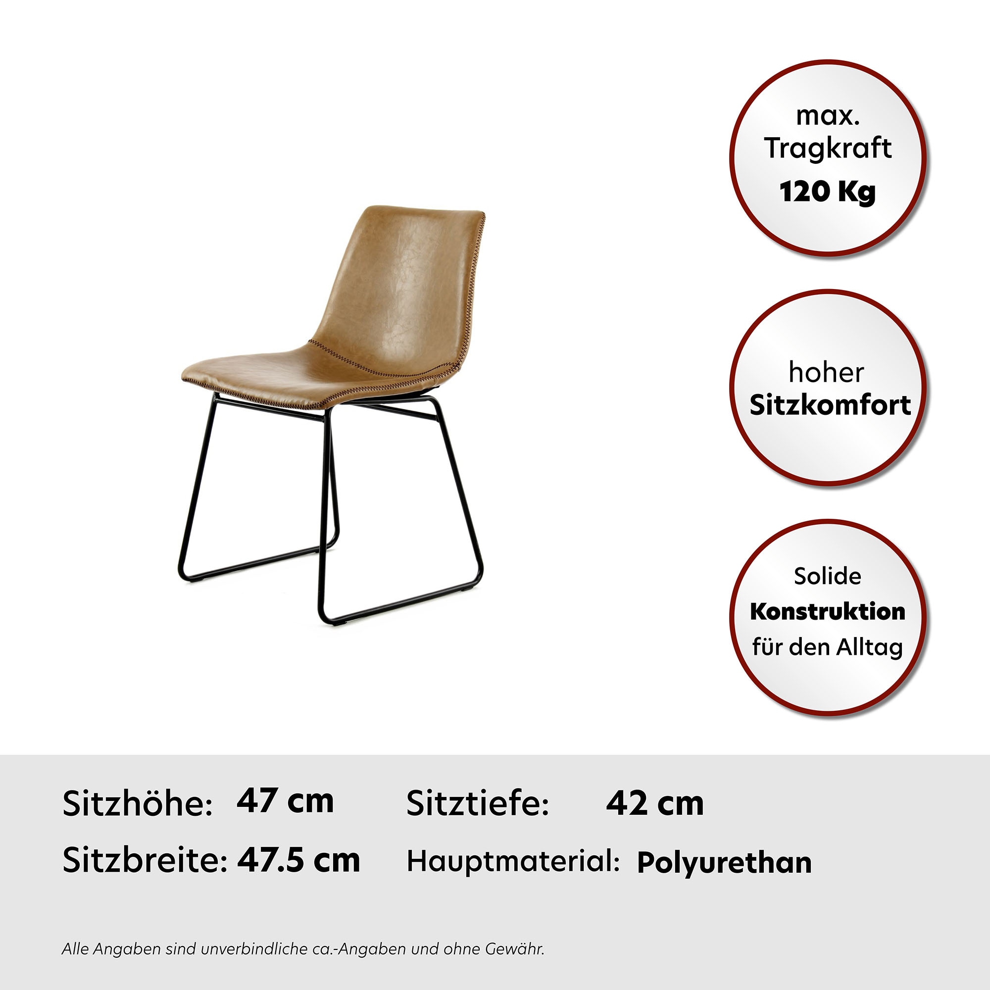 Kayoom Stuhl »Caila 110 2er-Set, Esszimmerstuhl in robuster Aufmachung«, (Set), 2 St., pflegeleicht, modern, strapazierfähig, integrierbar in jeden Wohnstil