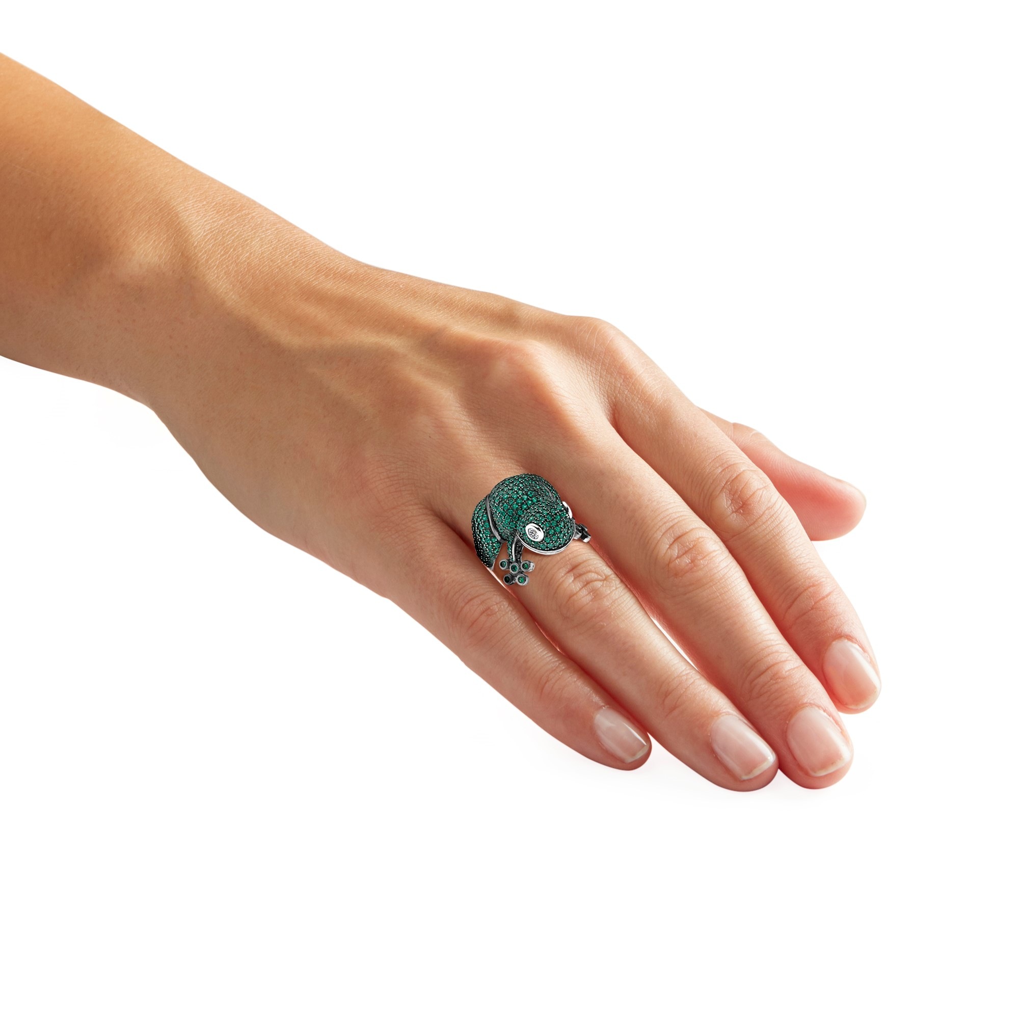 GIORGIO MARTELLO MILANO Silberring »Ring Frosch mit weißen und grünen Ziersteinen, Silber 925«