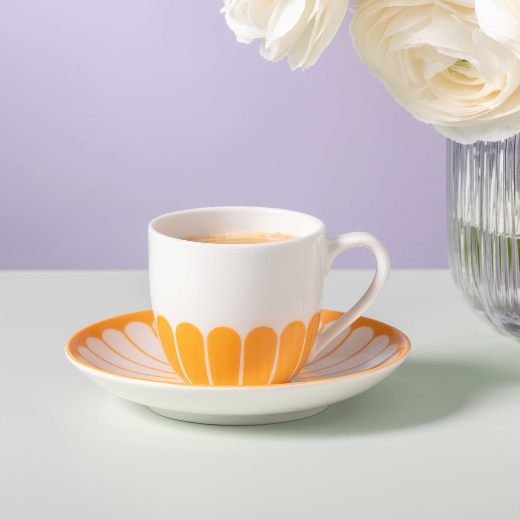 Villeroy & Boch Tasse »Espressotassen mit Untertassen Fleur Couleur 70 ml 6er Set« Spülmaschinenfest, Mikrowellensicher