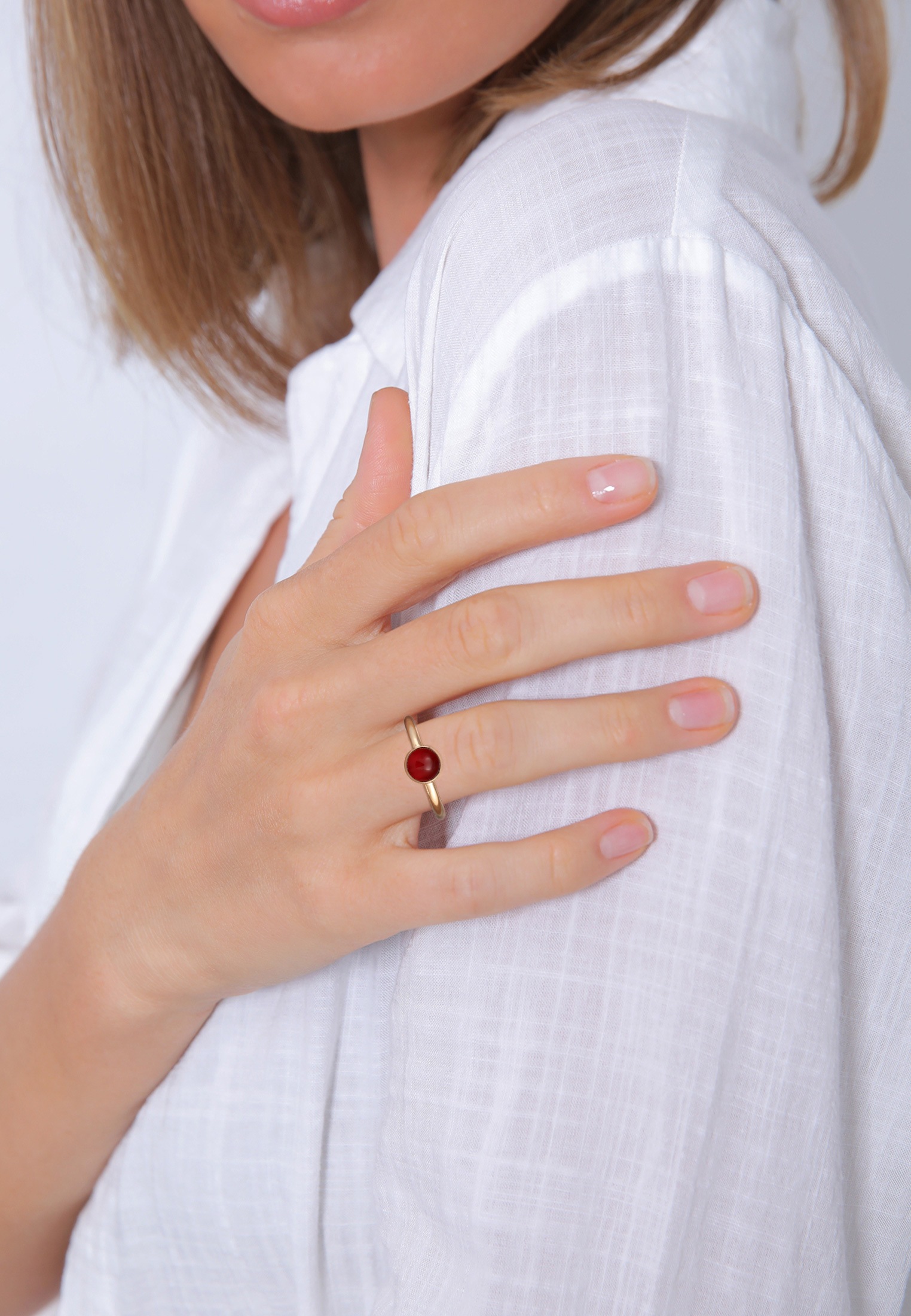 Elli Premium Fingerring »Ring Karneol Edelstein Solitär 925 Silber«