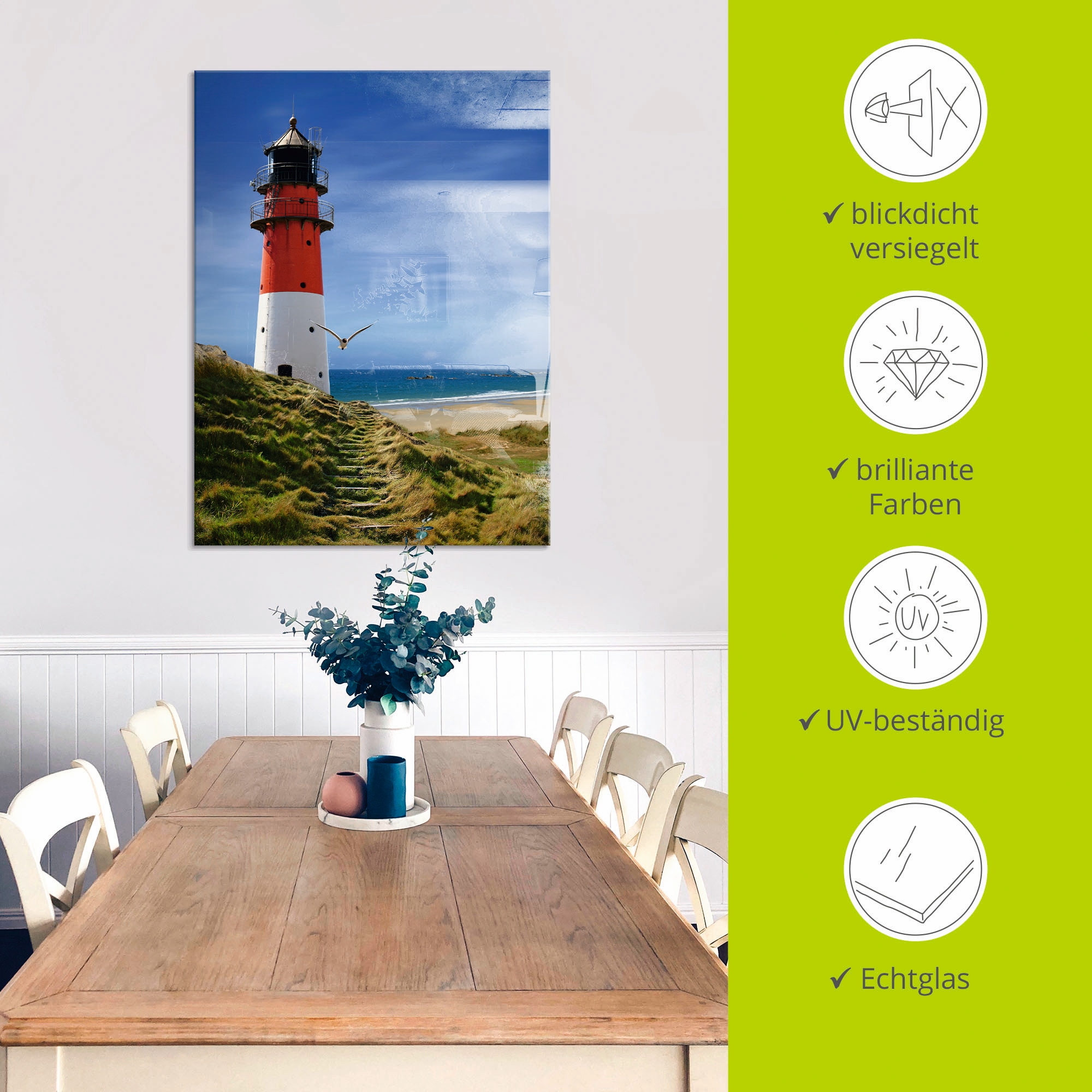 Artland Glasbild »Leuchtturm am Deich« Gebäude 1 Stk. tlg. in verschiedenen Größen