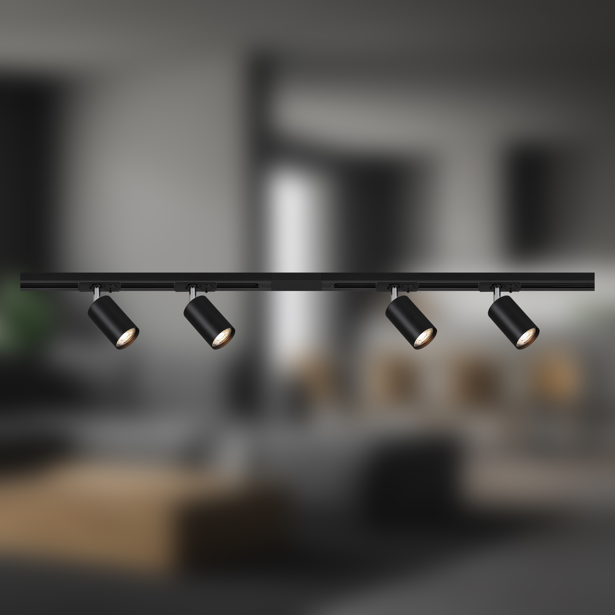 Briloner Leuchten Schienensystem-Sets »RAIL« GU10 9 Stk. Schienensystem Rail 1,5 m Schwarz max. 9W Decke Wohnzimmer Büro Küche