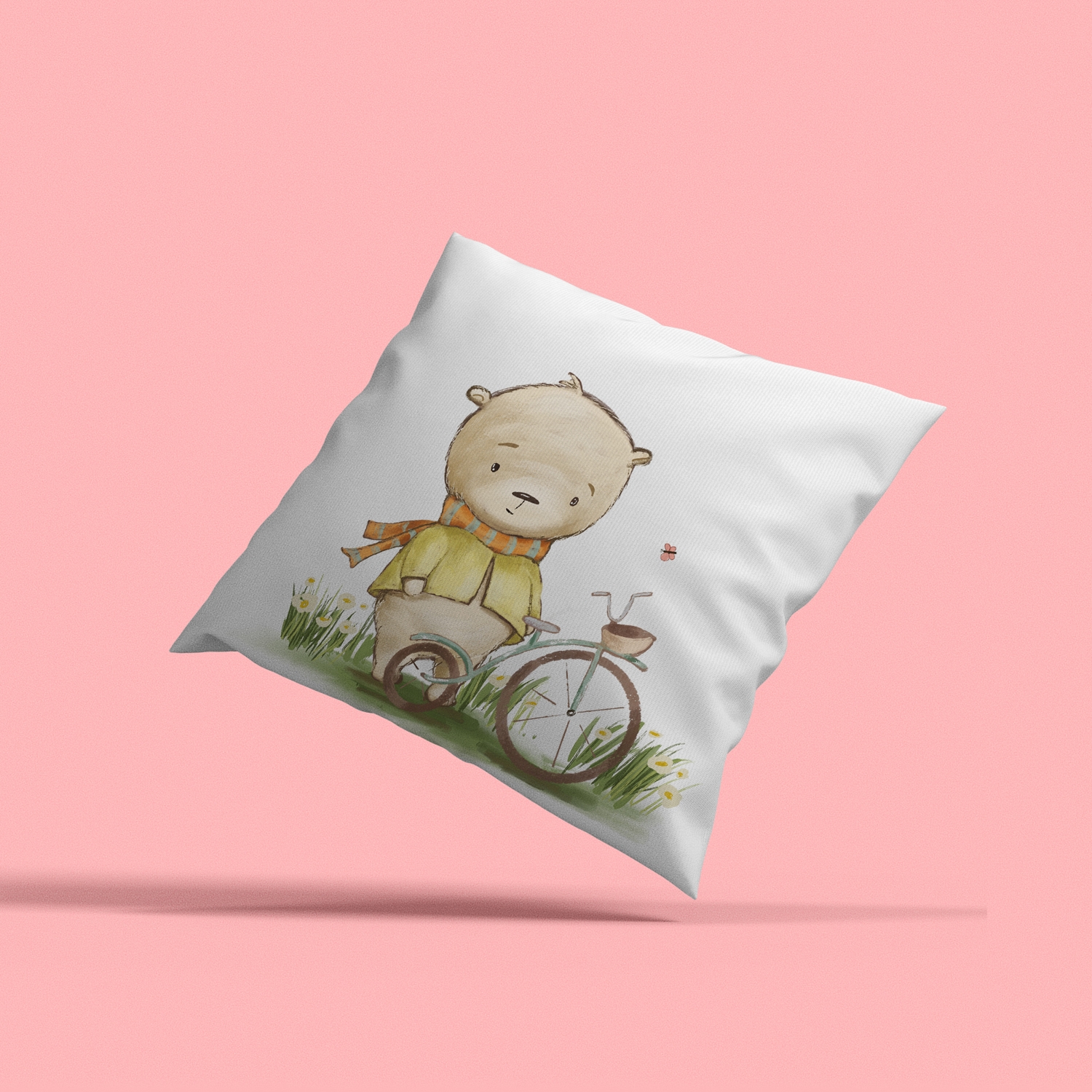 queence Dekokissen »Bär mit Farrad«, Kissenhülle mit HD Premium Druck, geruchsneutral, 40x40cm