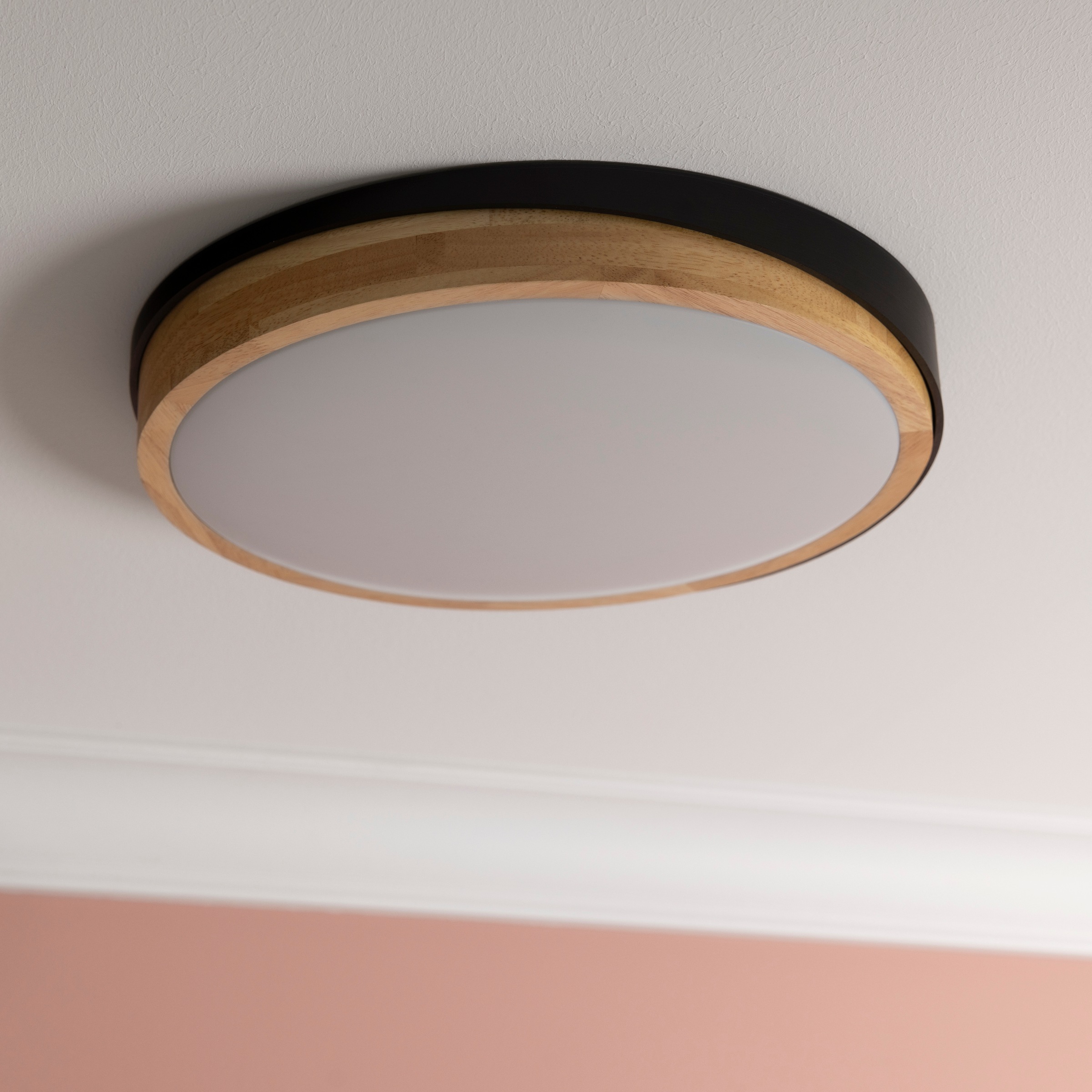 Brilliant LED Deckenleuchte »Baarlo« 1 Stk. Warmweiß Ø 35 cm, 2400 lm, 3000 K, 3-Stufen dimmbar, Holz/Metall