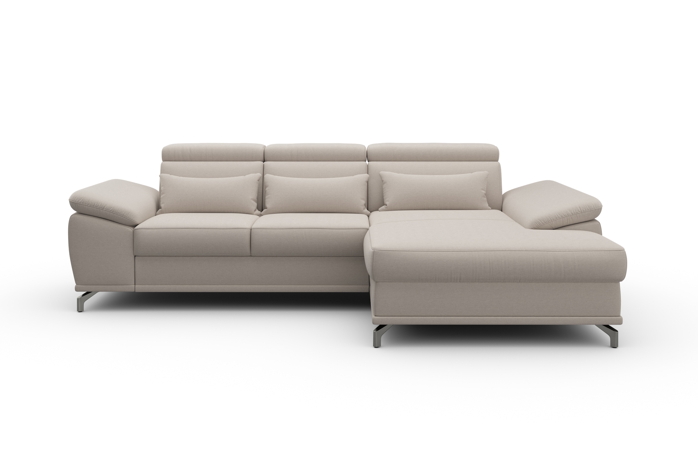sit&more Ecksofa »Cabrio L-Form, mit Sitztiefenverstellung, Arm- und Kopfteilverstellung«, 2 Nierenkissen, Federkern, optional Bettfunktion und Stauraum