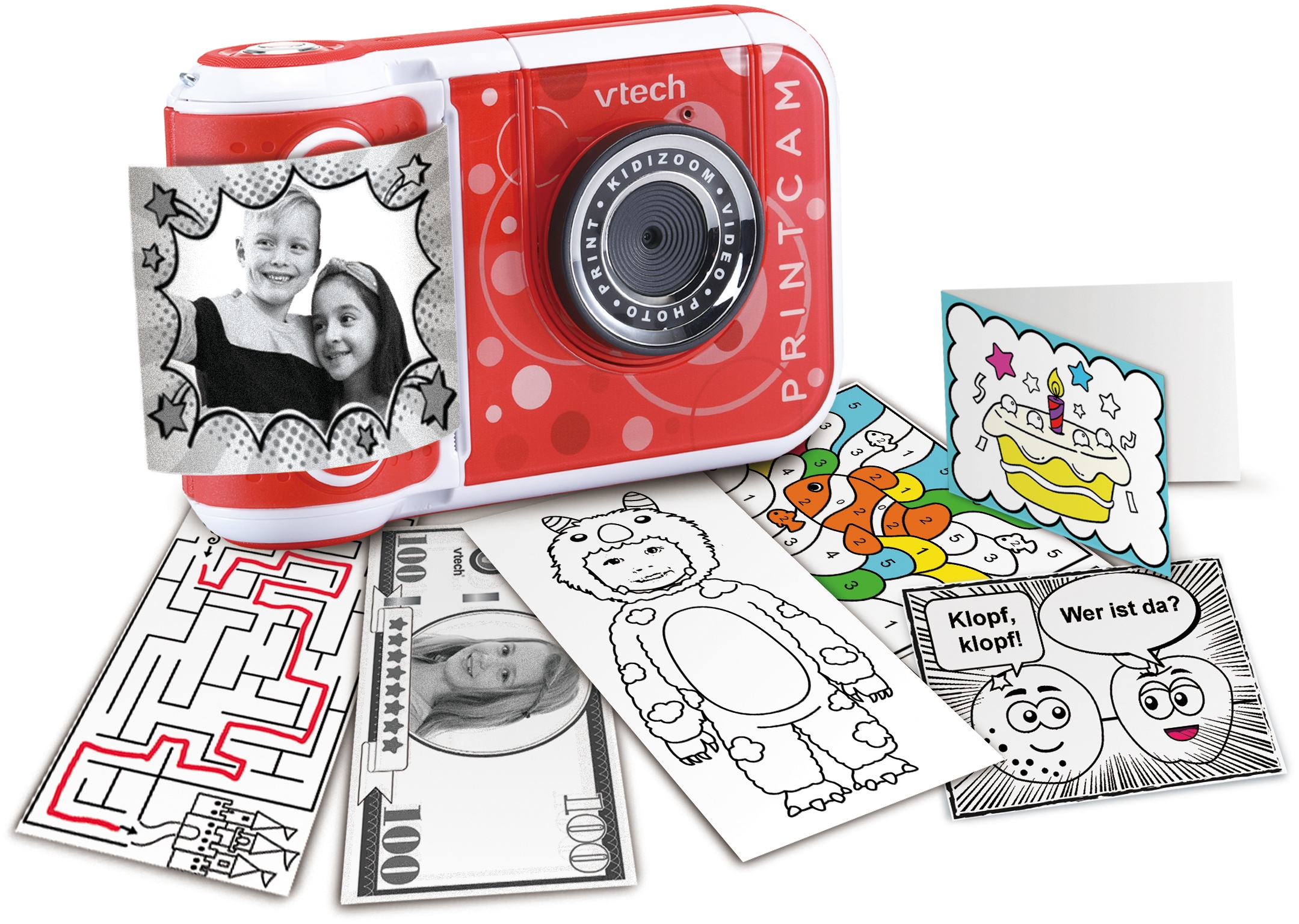 Vtech® Kinderkamera »KidiZoom Print Cam, rot«, 5 MP, 5 MP, mit eingebautem Thermodrucker