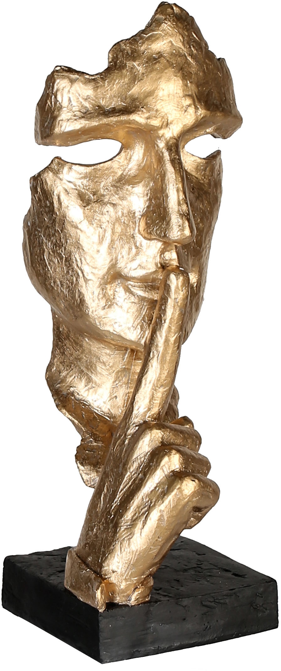 Dekofigur Höhe Silence, »Skulptur Spruchanhänger, 39 cm, kaufen Casablanca Wohnzimmer mit by Gilde gold/schwarz«, Dekoobjekt, bequem