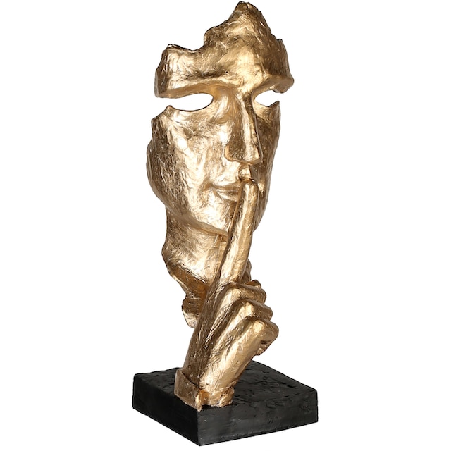 Casablanca by Gilde Dekofigur »Skulptur Silence, gold/schwarz«, Dekoobjekt,  Höhe 39 cm, mit Spruchanhänger, Wohnzimmer bequem kaufen