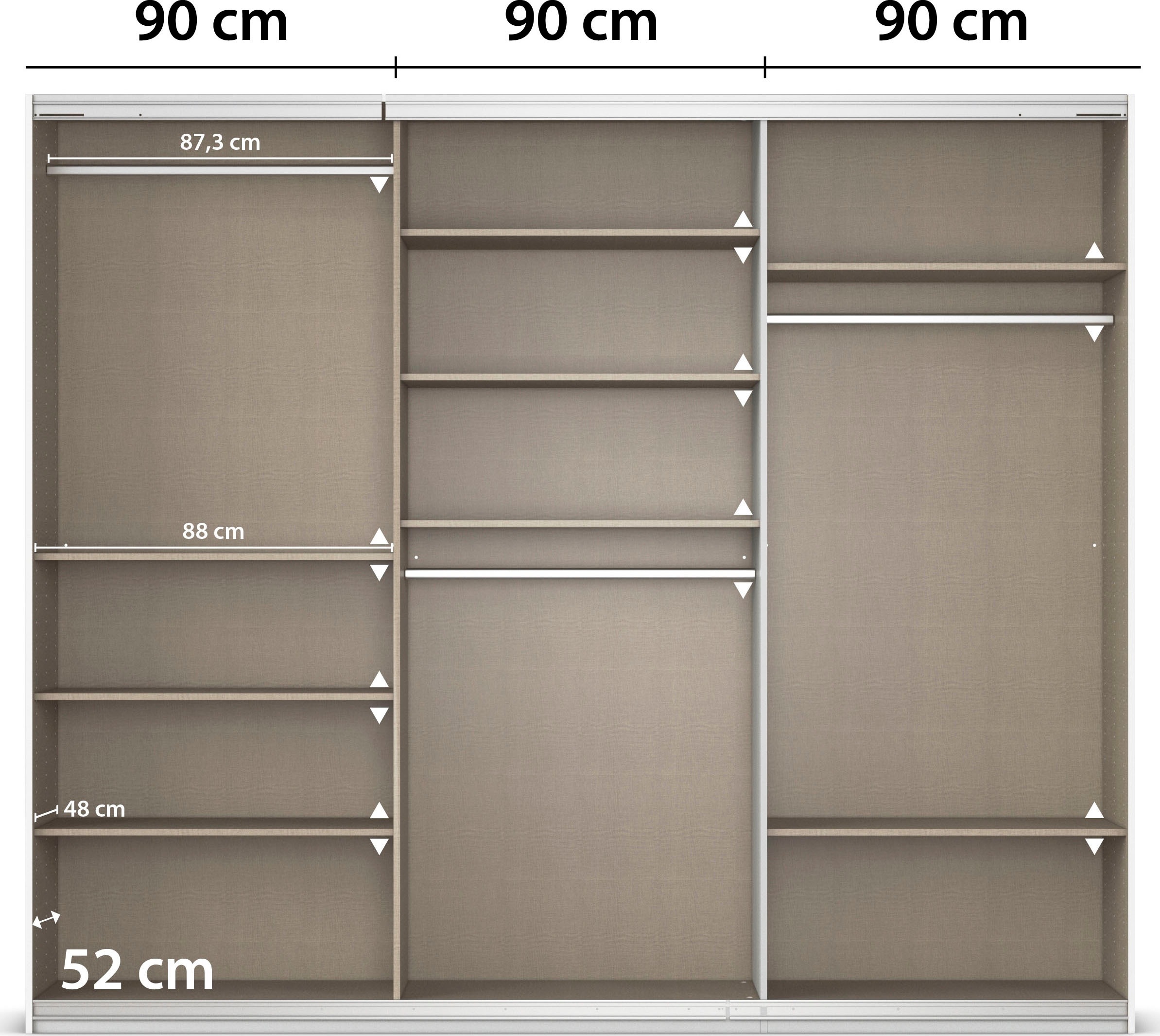 rauch Schwebetürenschrank »Kleiderschrank Kleiderschränke Schrank Garderobe AGORDO mit Glasfront«, durchdachte Innenausstattung, in 4 Breiten und 2 Höhen MADE IN GERMANY