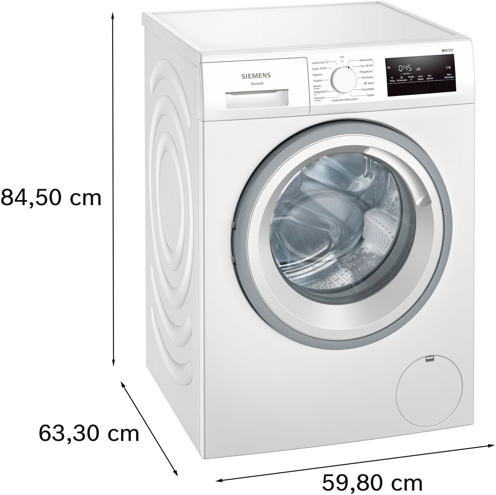 SIEMENS Waschmaschine »WM14N12A«, iQ300, WM14N12A, 9 kg, 1400 U/min
