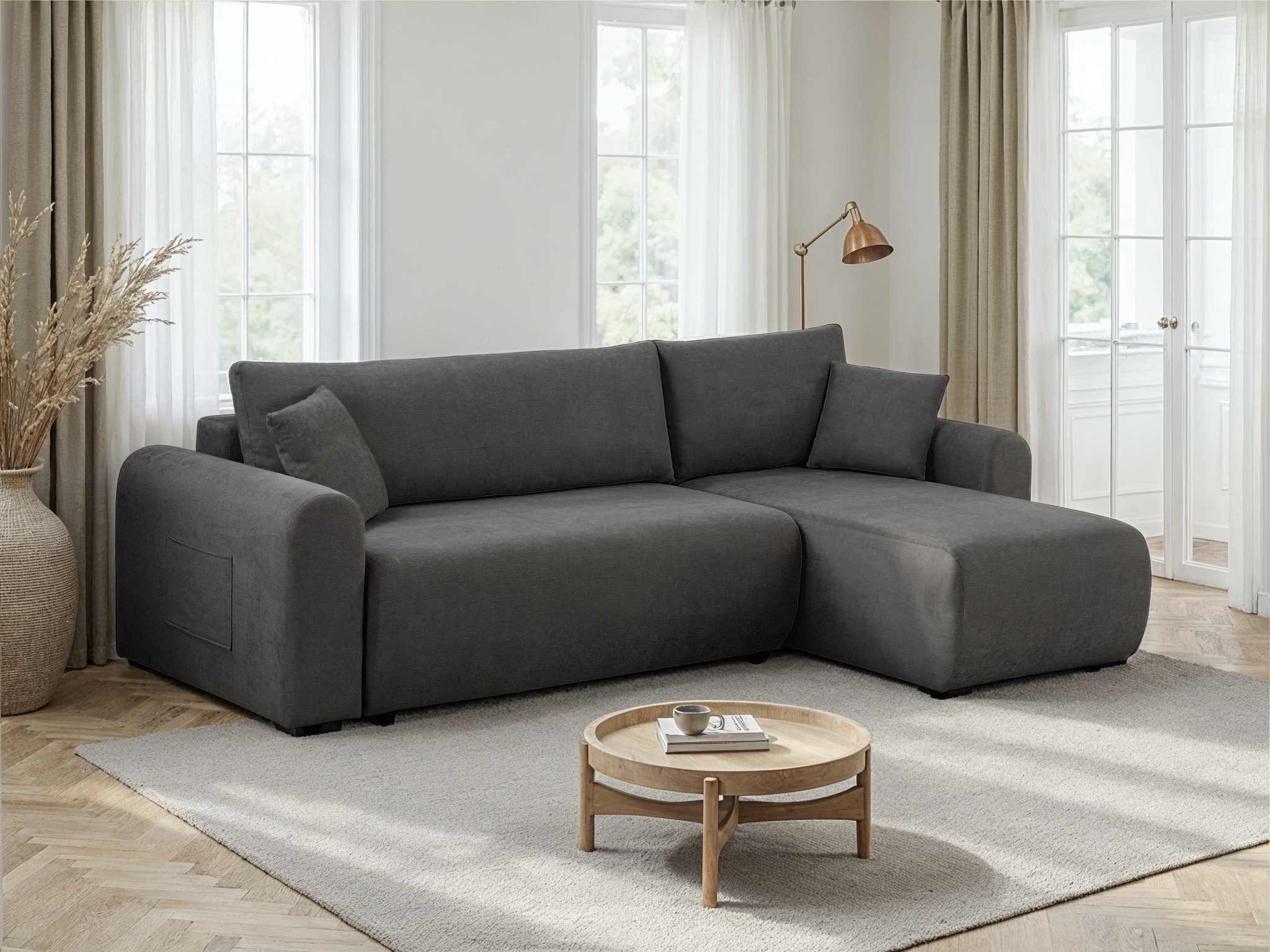 OTTO home Ecksofa »JONAA L-Form, 241cm - OTTO. Verlässliche Qualität.« 133/200cm, Recamiere links/rechts, Bettkasten, Cord u. Struktur
