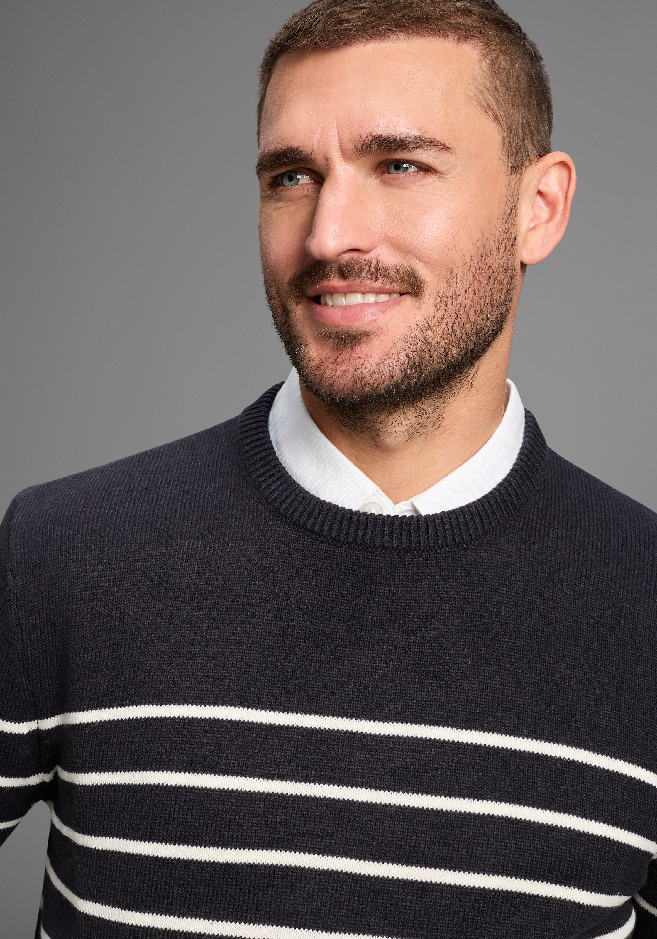 DELMAO Streifenpullover »Bis Größe 3 XL« im maritimen Stil - NEUE KOLLEKTION