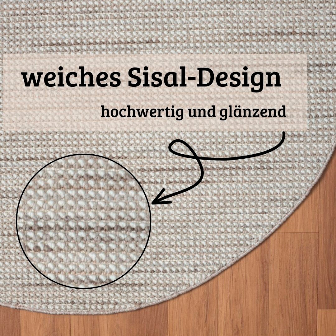 OTTO home Teppich »Vals« rund 7 mm Höhe Uni Farben, meliert, Sisal-Optik, auch in rechteckig erhältlich