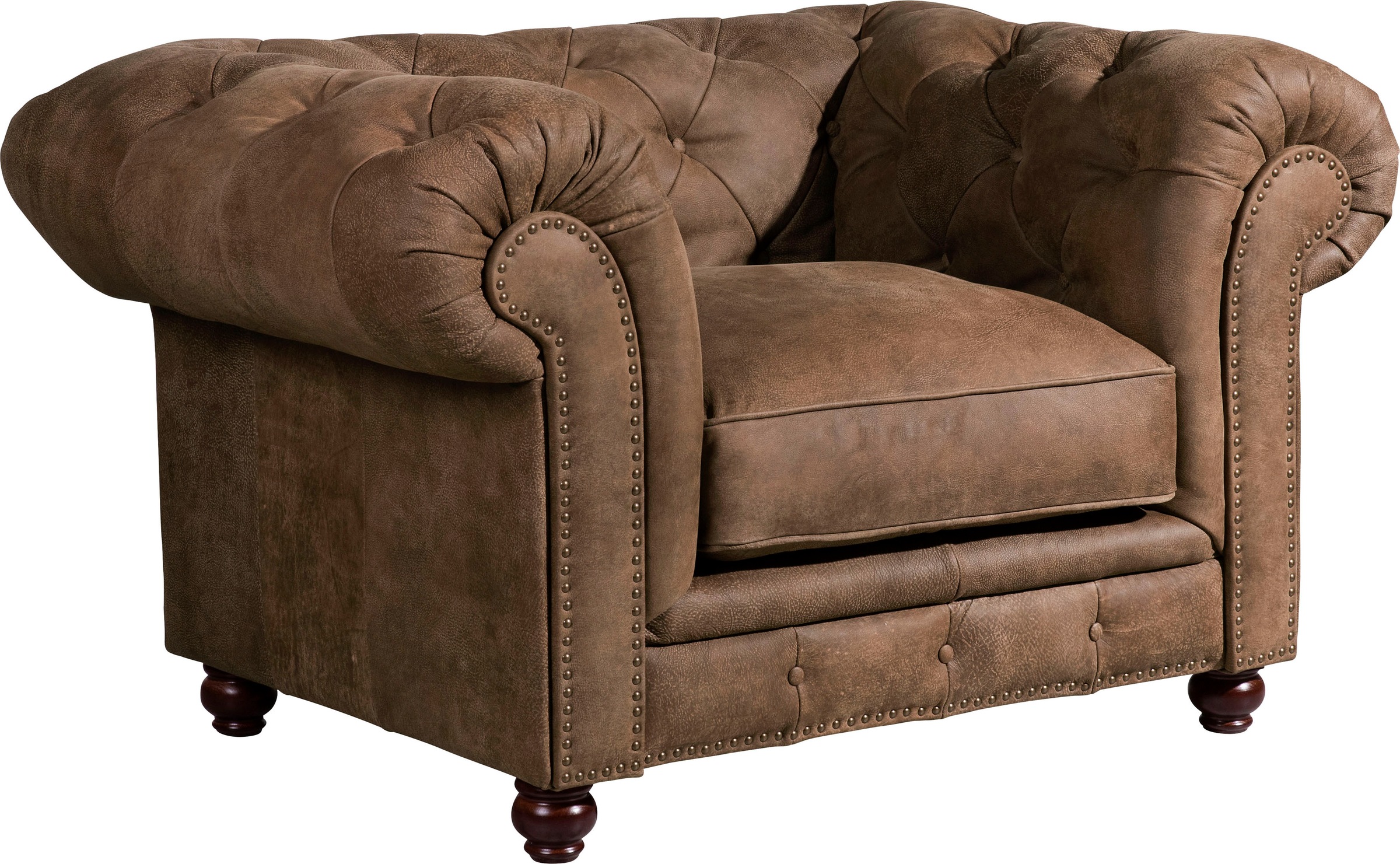 Max Winzer® Chesterfield-Sessel »Old England, Loungesessel, bequem, mit tollen Details«, Ledersessel mit Knopfheftung & Ziernägeln