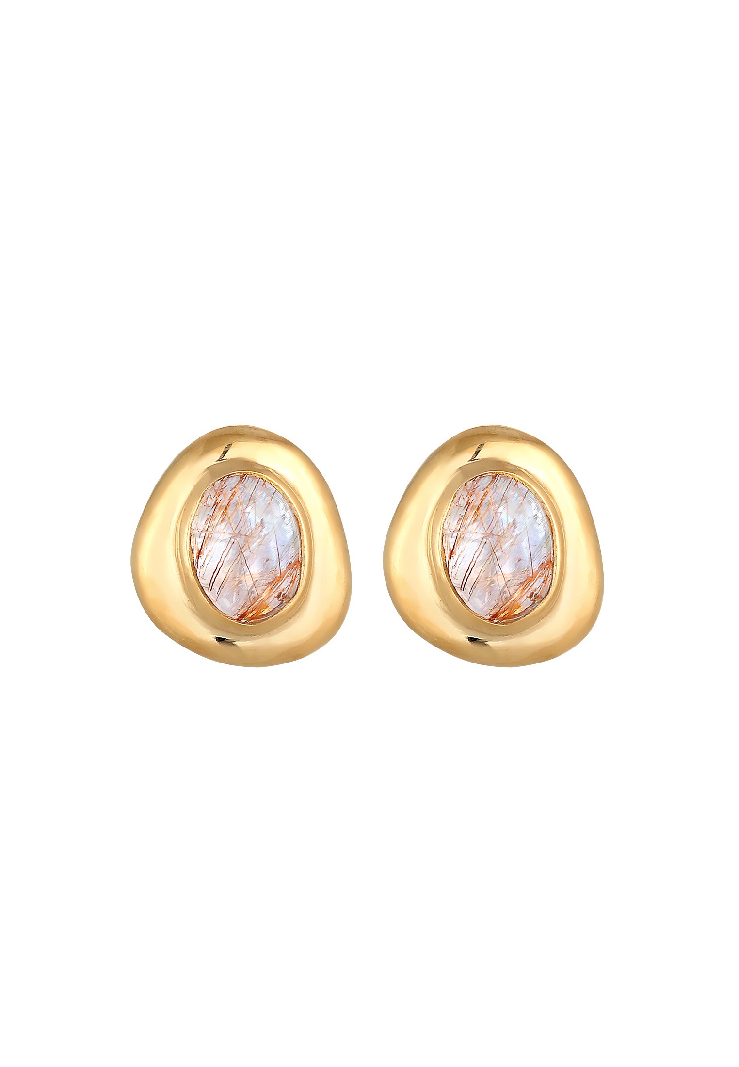 Elli Premium Paar Ohrstecker »Ohrringe Quarz Edelstein Engelshaar Elegant 925 Silber«