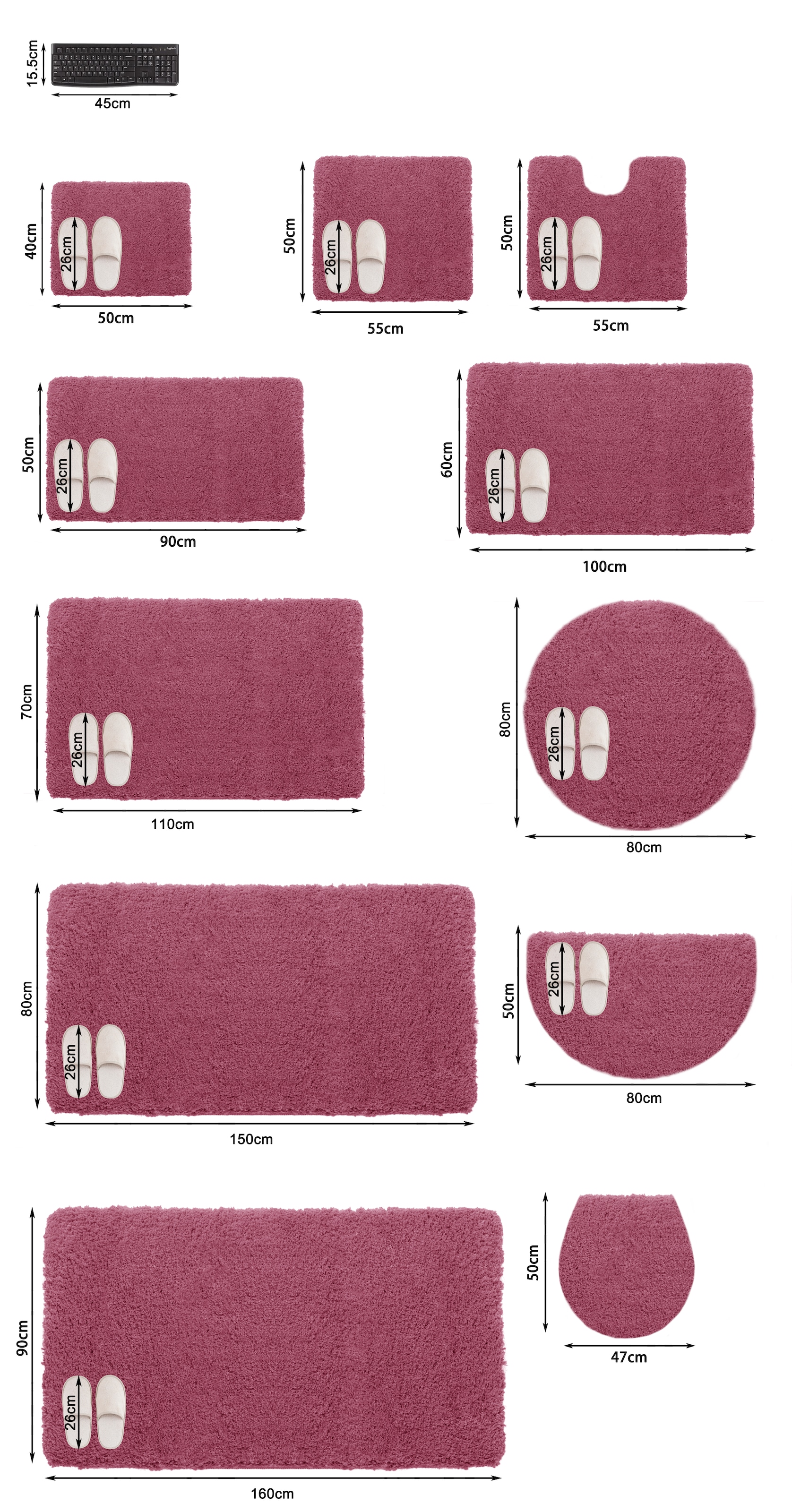 OTTO home Badematte »Inga, Badezimmer Teppich, Badvorleger« Höhe 20 mm rutschhemmend beschichtet fußbodenheizungsgeeignet | schnell trocknend | strapazierfähig Badteppich, unifarben, weich, als halbrund und rechteckig erhältlich