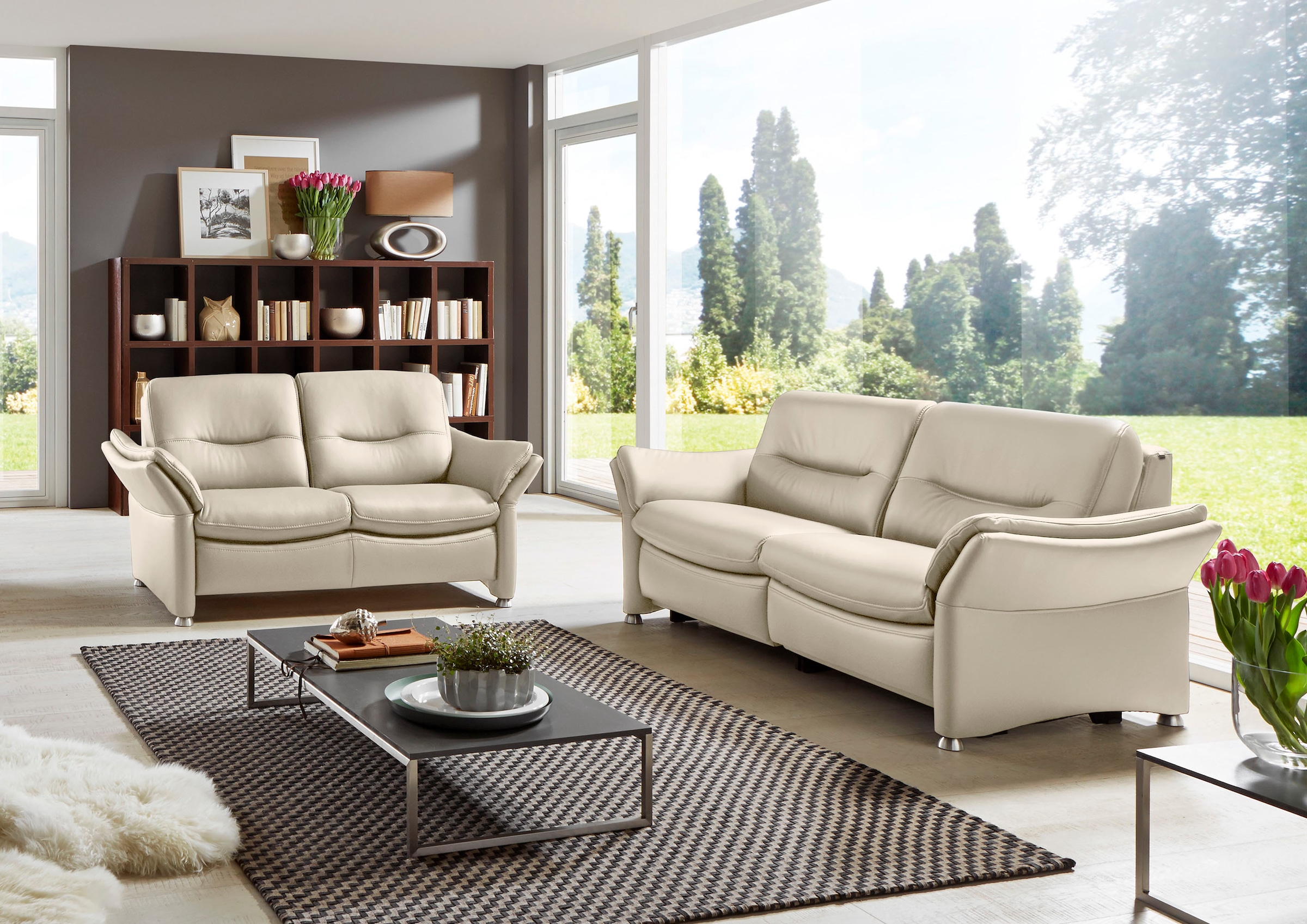 HUKLA 2,5-Sitzer »HU-SF15058 Ledersofa, Breite 194 cm« aus Leder, optional Kopfstütze u. WallAway-Funktion
