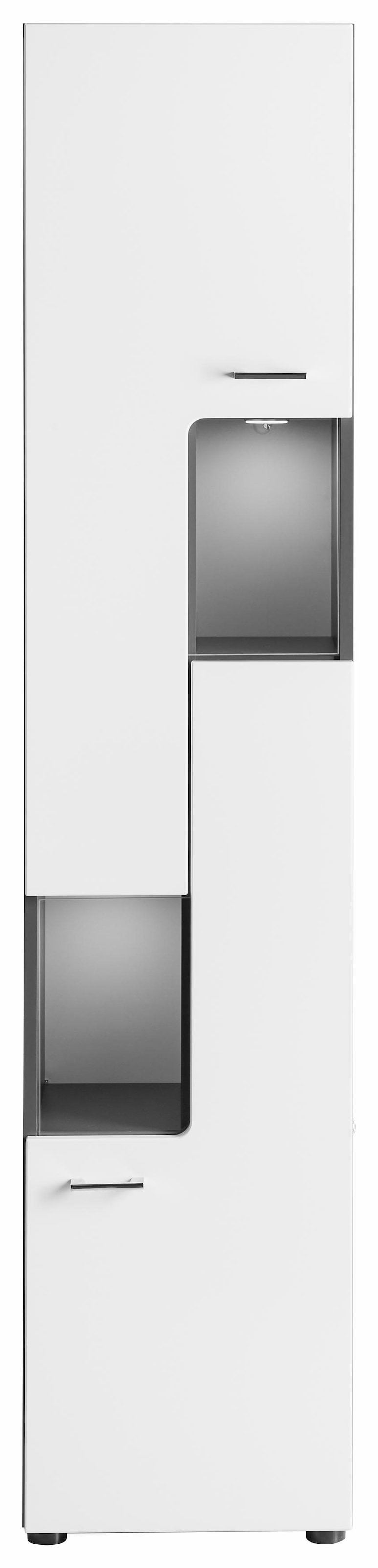 welltime Hochschrank »Tias«, Badezimmerschrank mit 2 offenen Fächern - Badschrank in Weiß Hochglanz