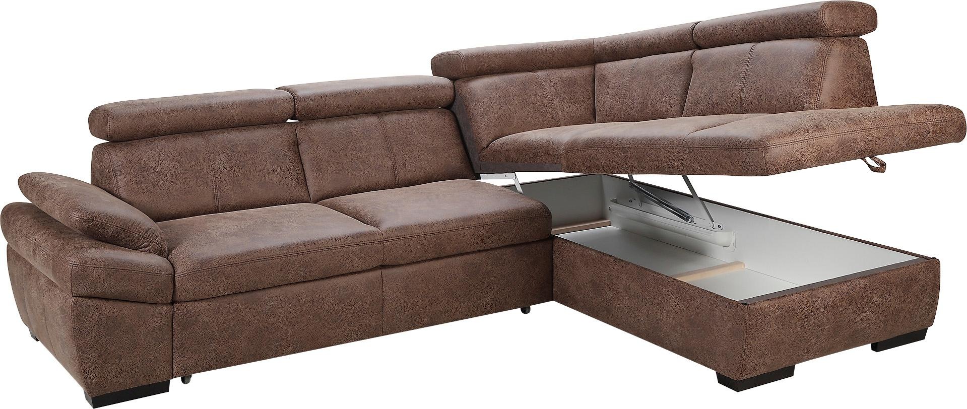exxpo - sofa fashion Ecksofa »Salerno, klassisch modernes Funktionssofa, hoher Sitzkomfort, L-Form«, inkl. Kopf- und Armteilverstellung, wahlweise mit Bettfunktion