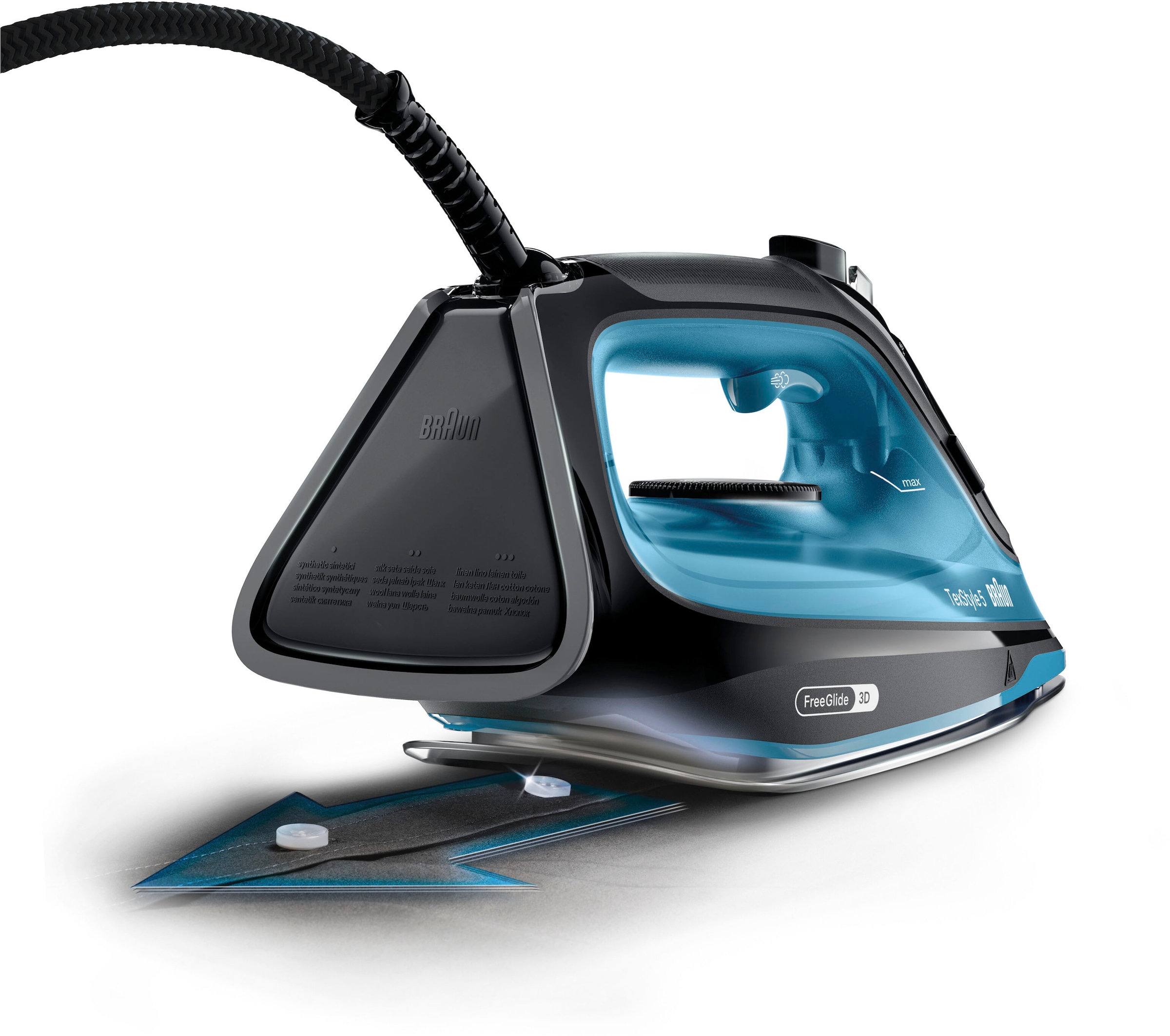 Braun Dampfbügeleisen »TexStyle 5 SI 5256 BL«, 2600 W, schwarz/blau