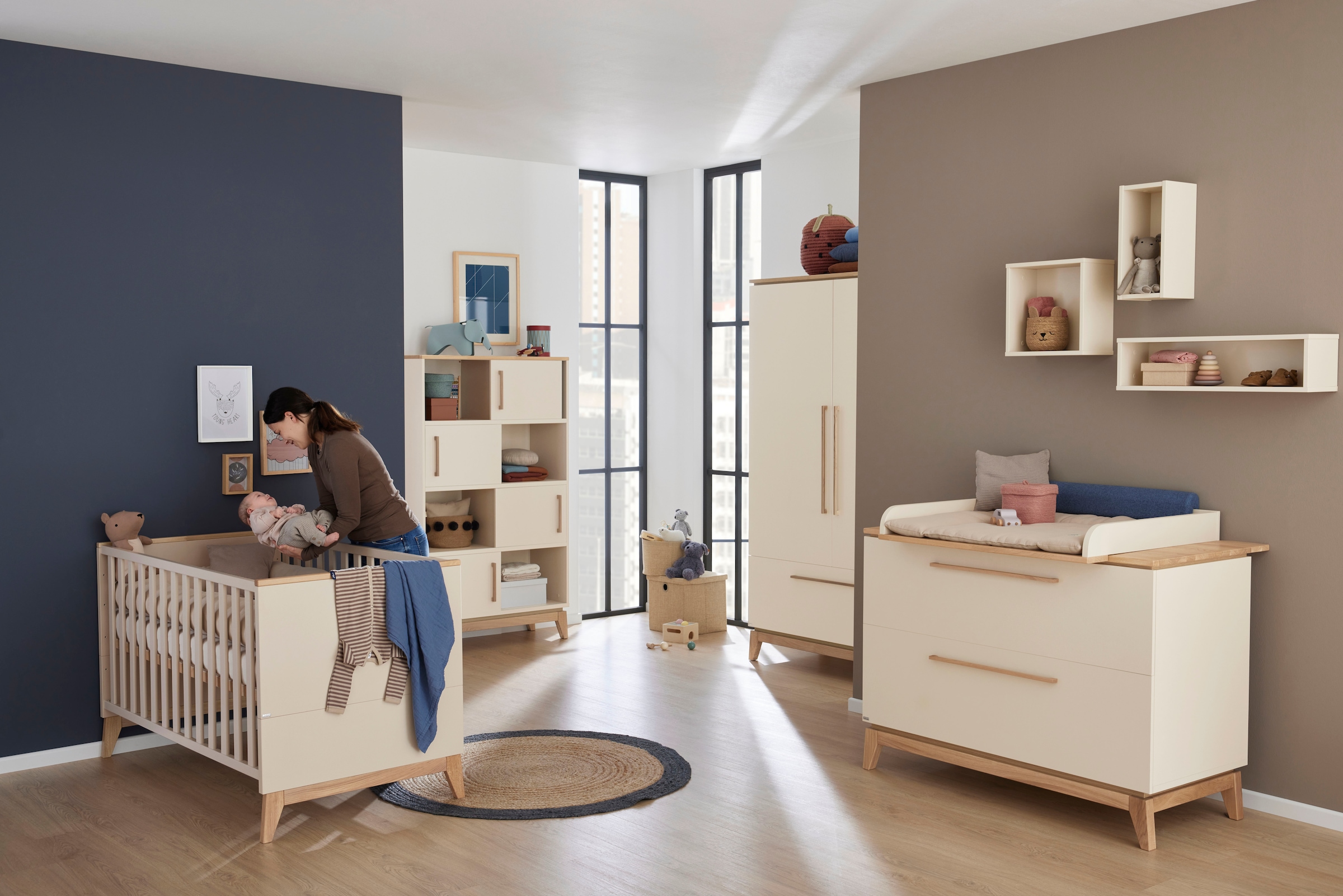 PAIDI Wickelaufsatz »STIENE in Beige oder Grau, zur Erweiterung der Kommode« B/H/T ca. 123/12/80cm,  Wickelauflage mit Eiche Massivholz und gerundeten Kanten