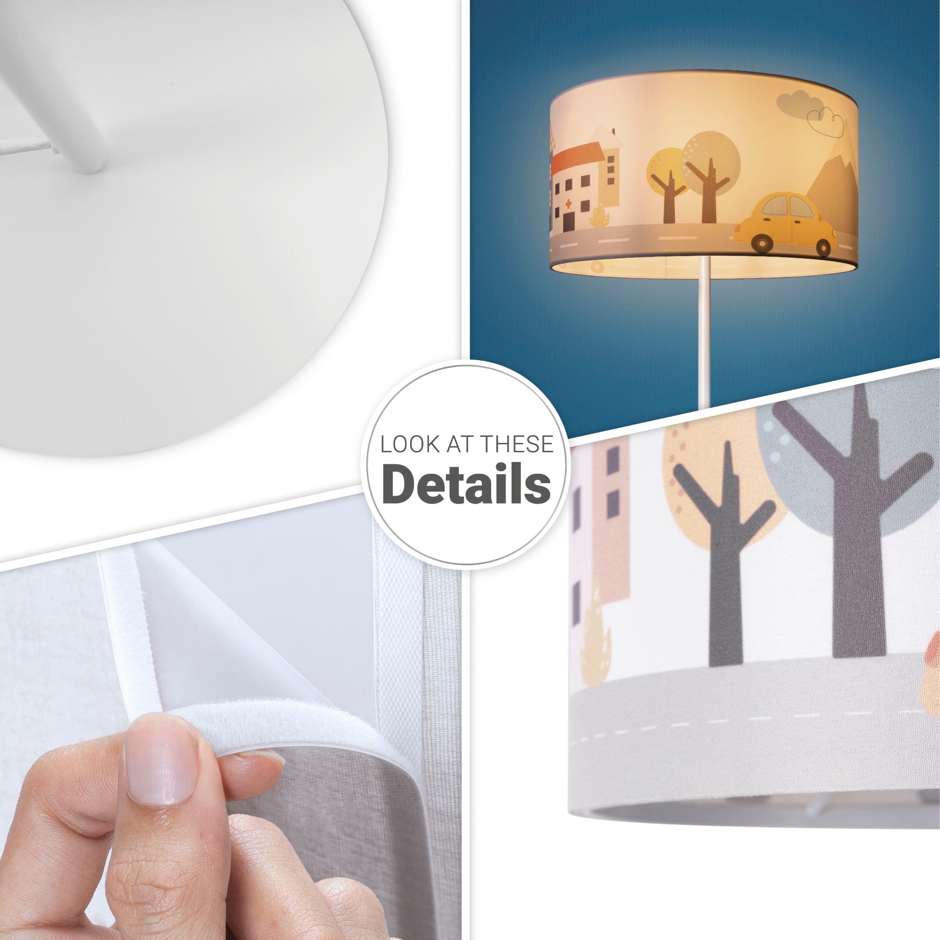 Paco Home Stehlampe »Luca Capri«, Leuchtmittel E27 | ohne Leuchtmittel, Kinder Lampe Stehlampe Stoff Lampenschirm Babyzimmer Feuerwehr
