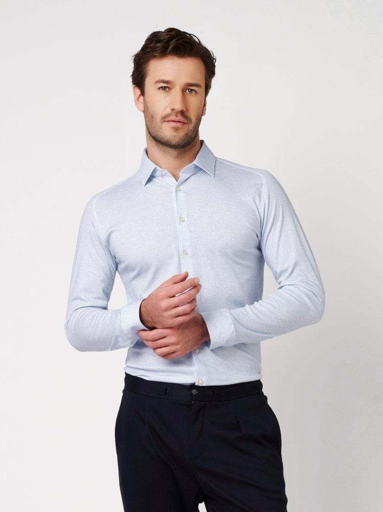 DESOTO Langarmhemd »Casual Kent 1/1« Jerseyhemd, Kentkragen, Slim Fit