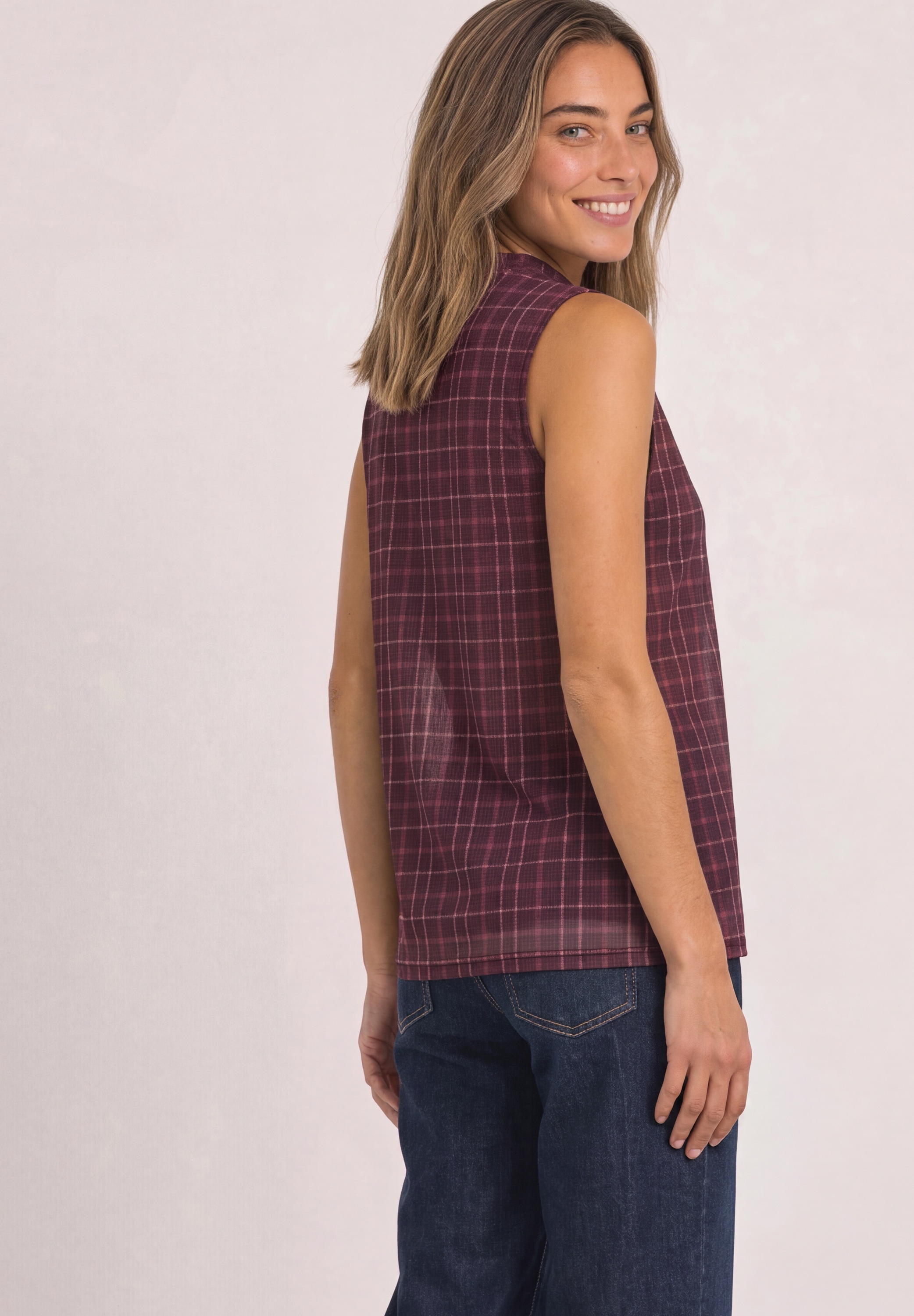 STREET ONE Mesh-Top Turtle Neck Sommer-Top aus Mesh mit Print