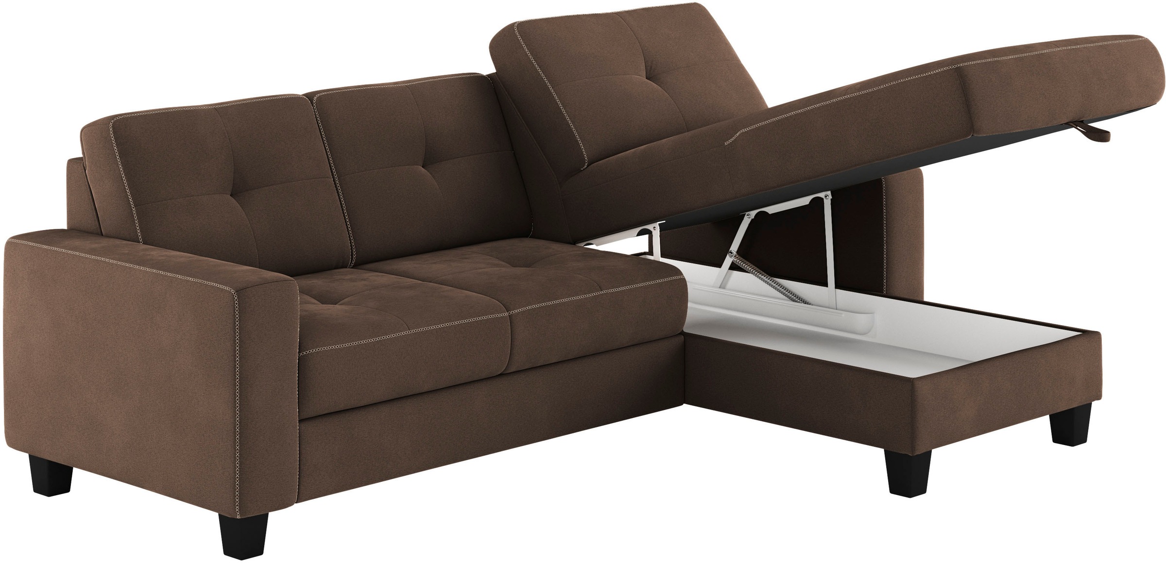 Places of Style Ecksofa »Varese L-Form«, wahlweise mit Bettfunktion und Bettkasten