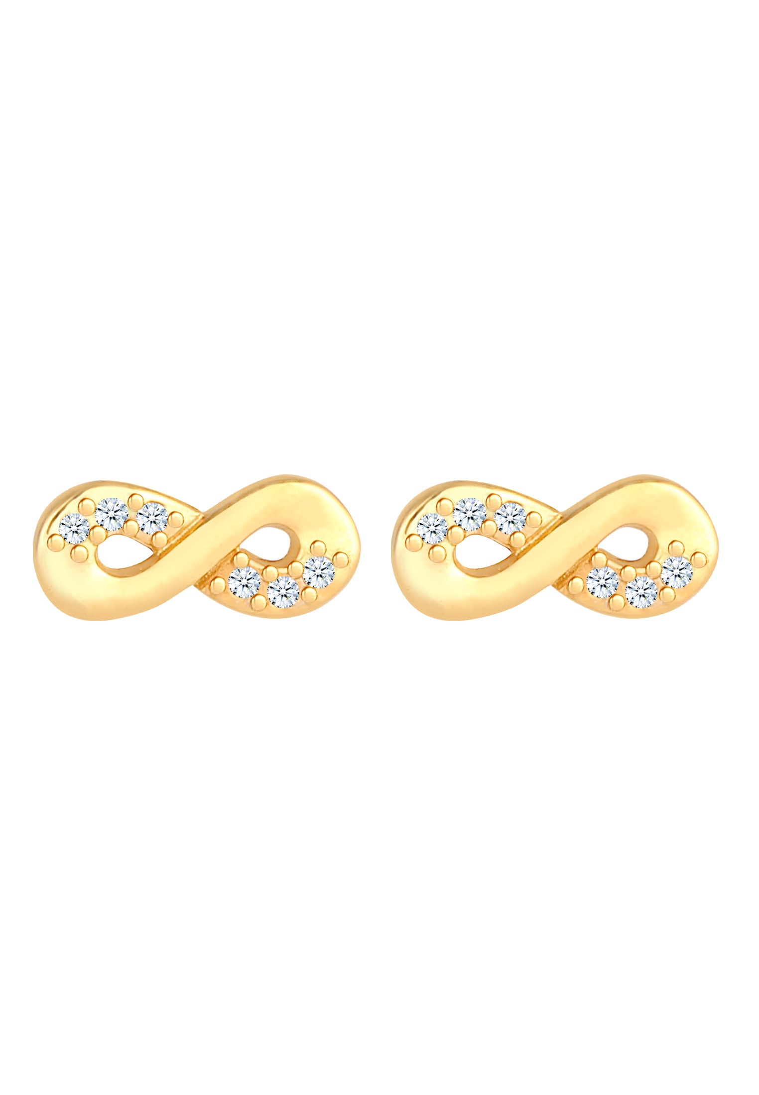 Elli DIAMONDS Paar Ohrstecker »Ohrringe Infinity Diamant (0.06 ct.) Liebe 585 Gelbgold«