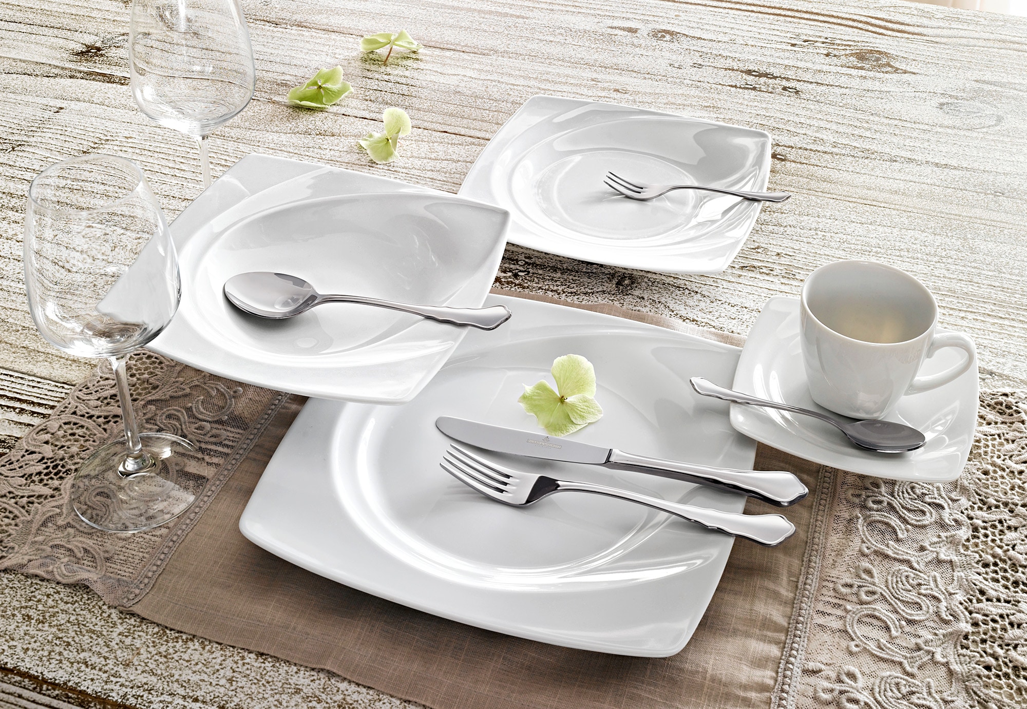 CreaTable Tafelservice »Geschirr-Set Celebration«, (Set, 12 tlg., Teller Set  für 6 Personen), Teller Set, weiß, Made in Germany, 12 Teile, für 6 Personen  mit 3 Jahren XXL Garantie