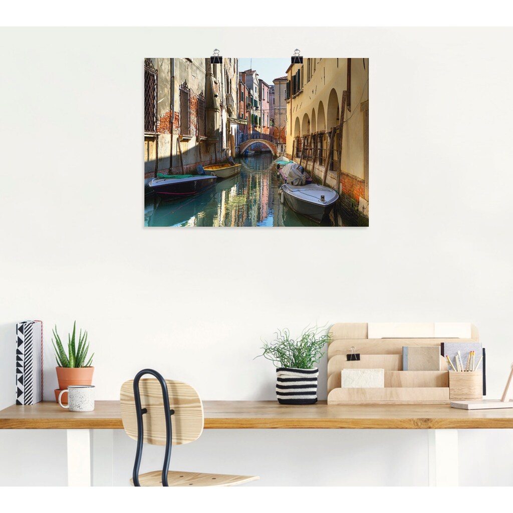 Artland Wandbild »Boote auf Kanal in Venedig«, Italien, (1 St.)