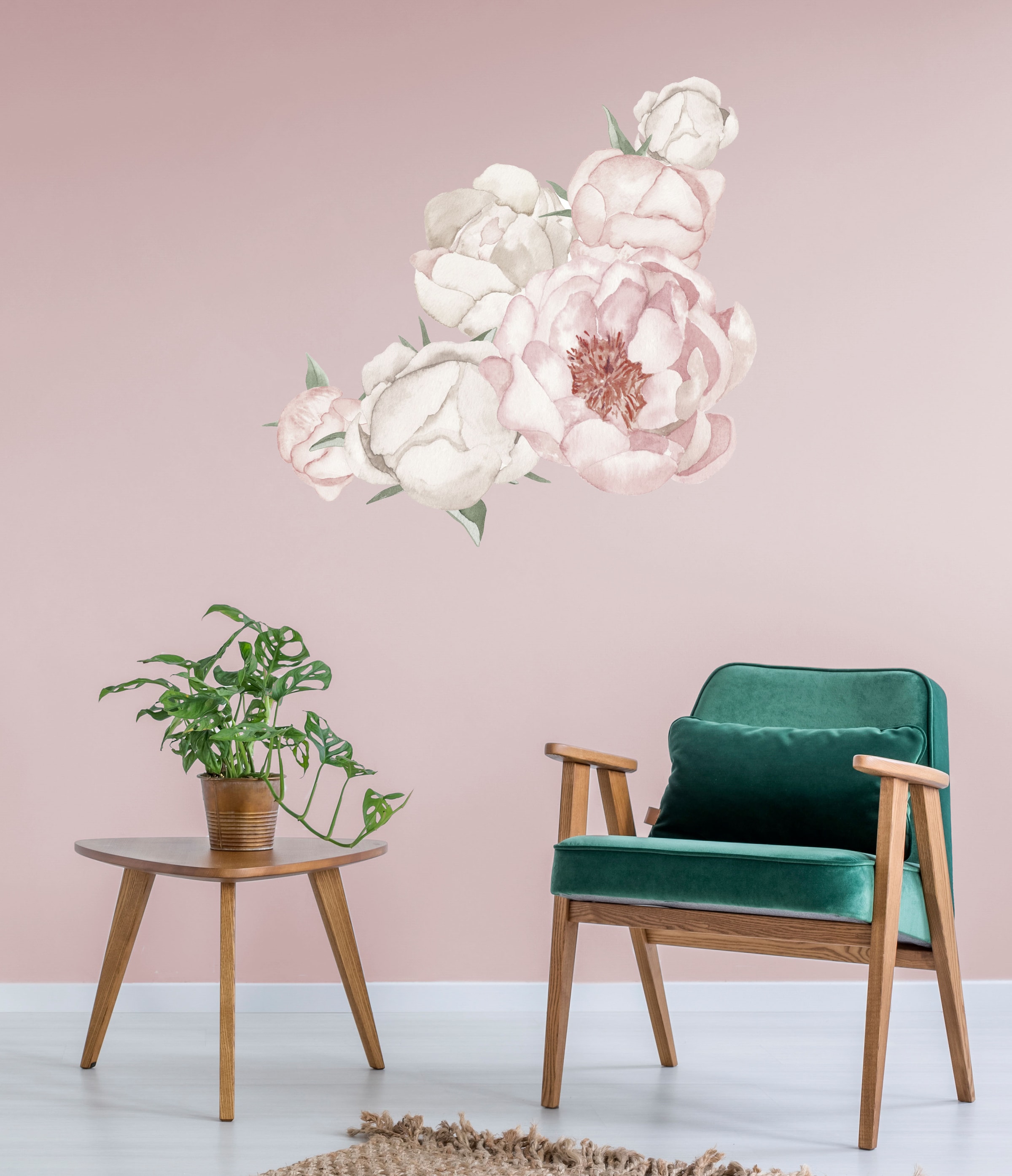 queence Wandtattoo »Leah« Wandbild, Sticker, rosa, Blume, Blüte, selbstklebend, Pastellfarben