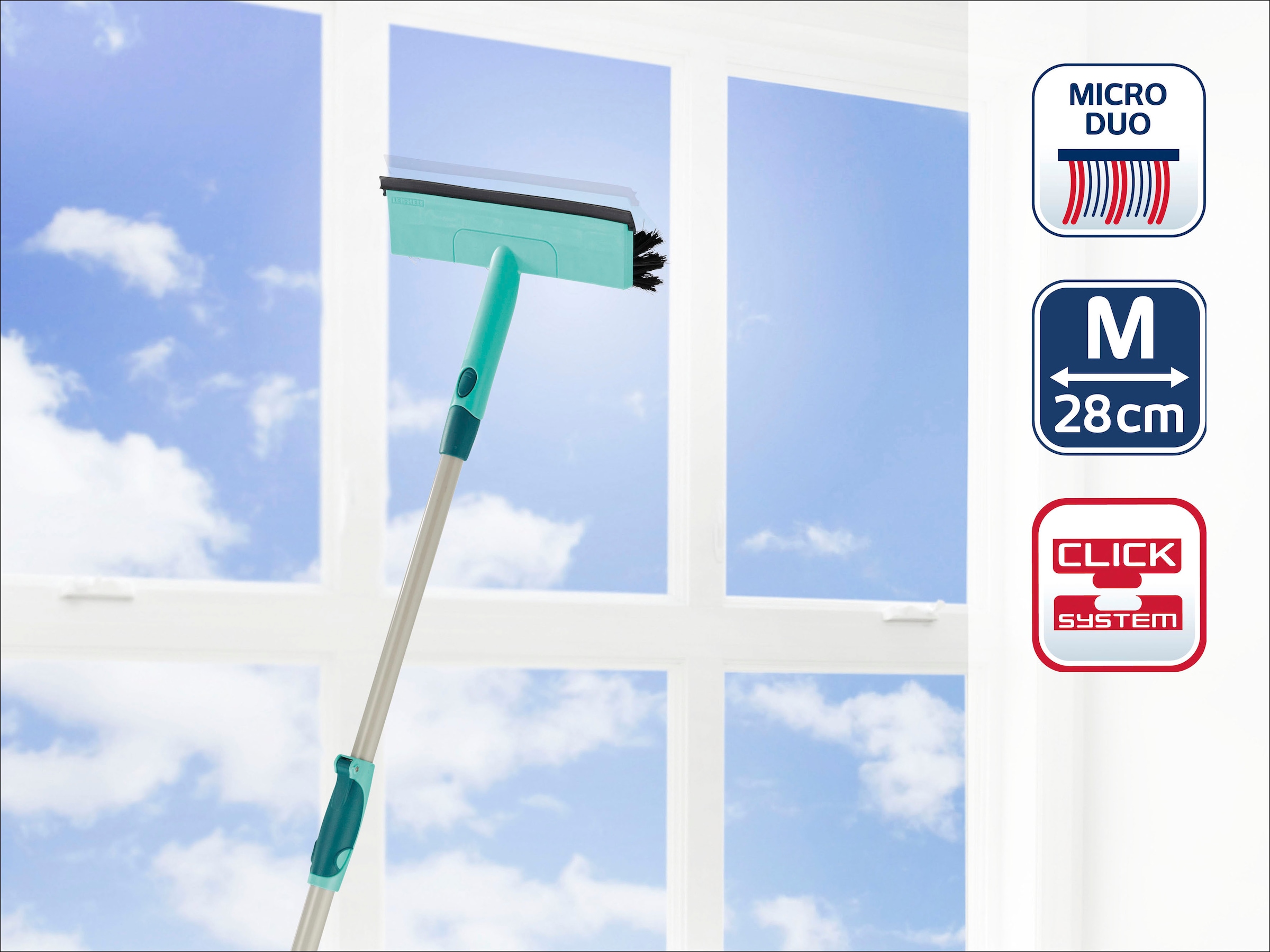 Leifheit Wasserabzieher »Fensterwischer Brush Window Cleaner Telescope 200«
