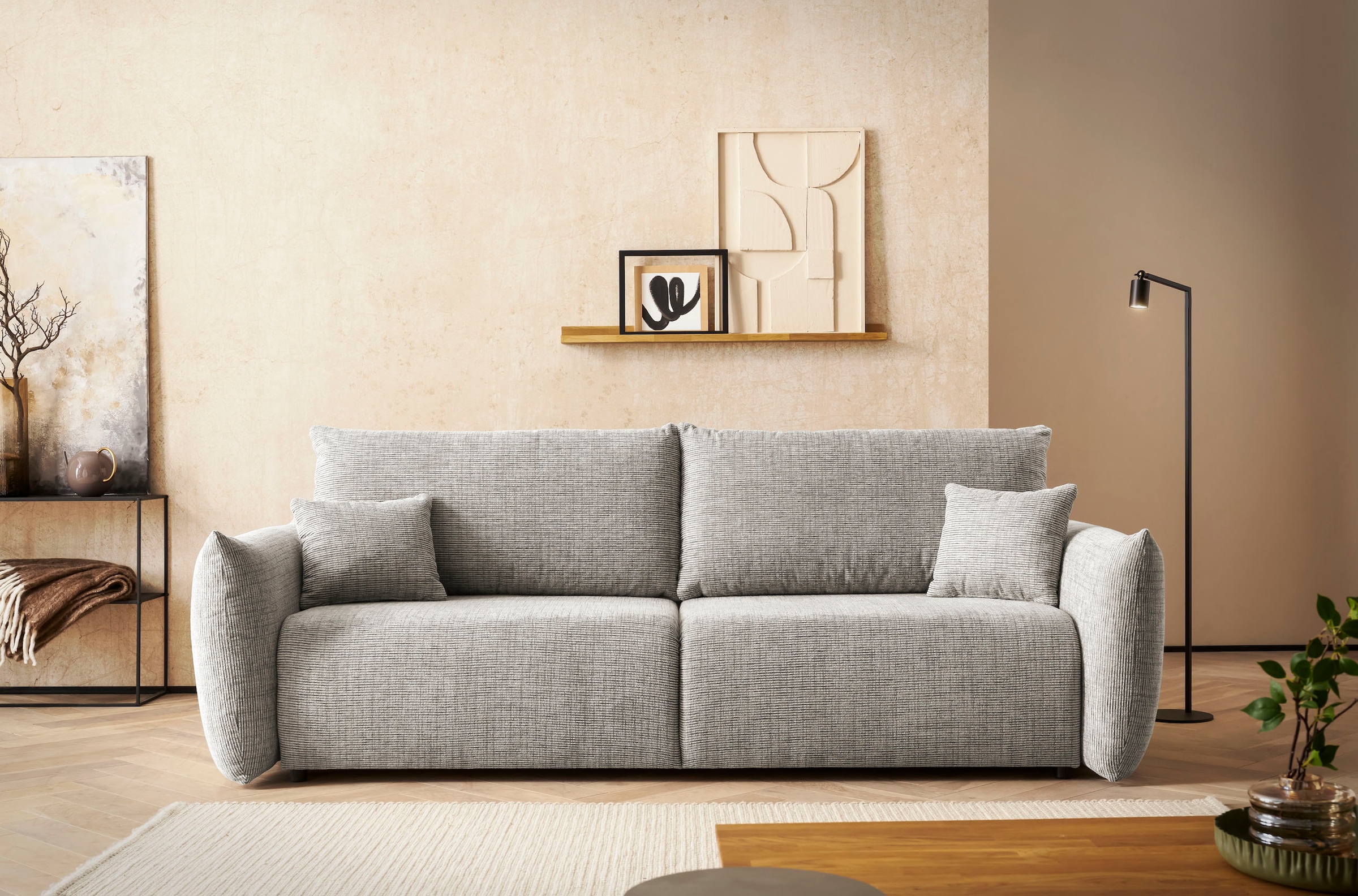 Home affaire 3-Sitzer »MAVAS Schlafsofa mit Bettkasten« ca.240/108cm (Liegefläche 212/145 cm), Cord, Chenille, Struktur